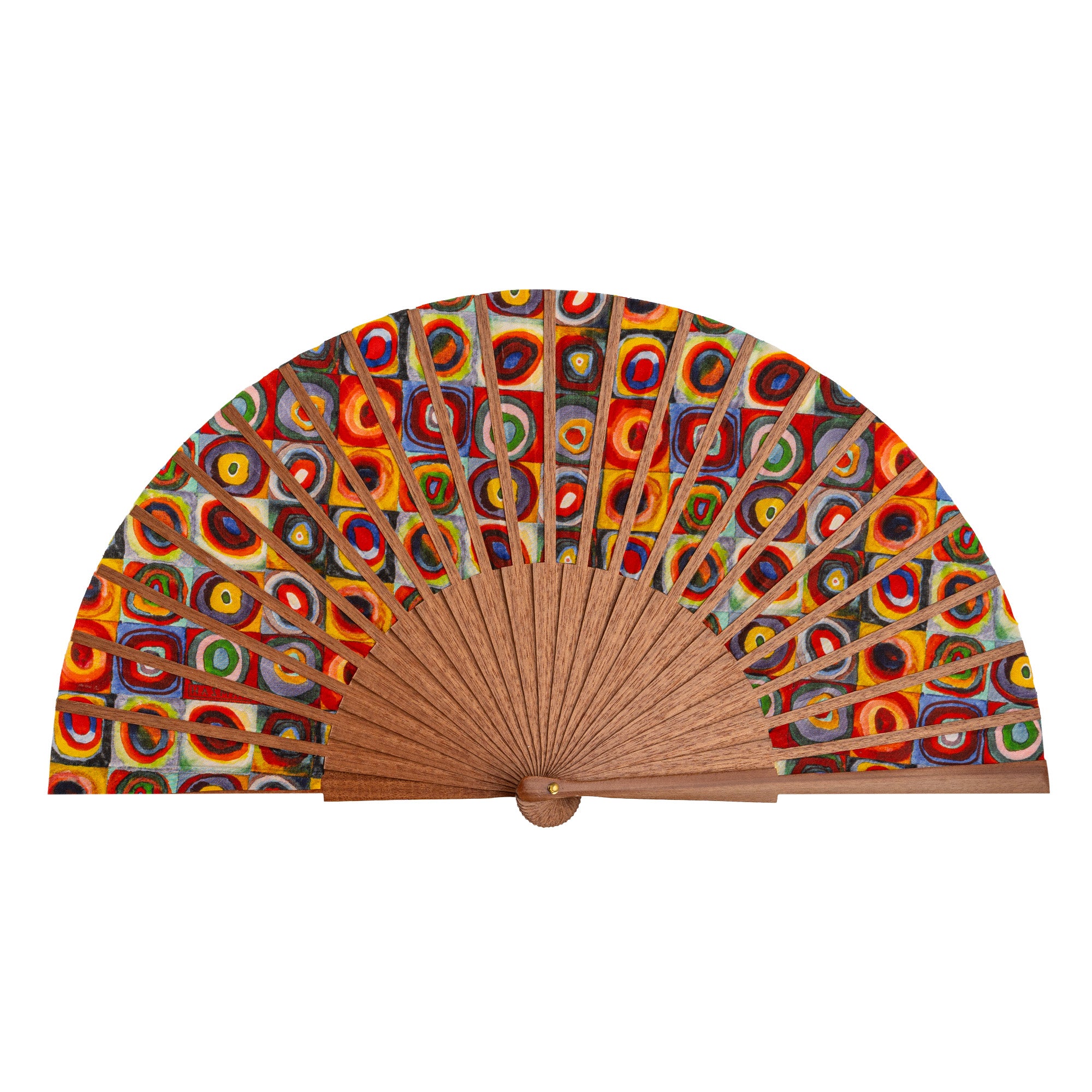 The Kandinsky Print Hand Fan Lorelei presented with its Hamzah gift box and velvet pouch.