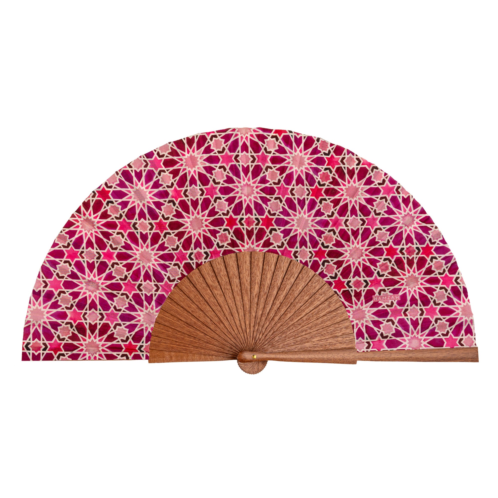 Pink Silk hand fan Zellige