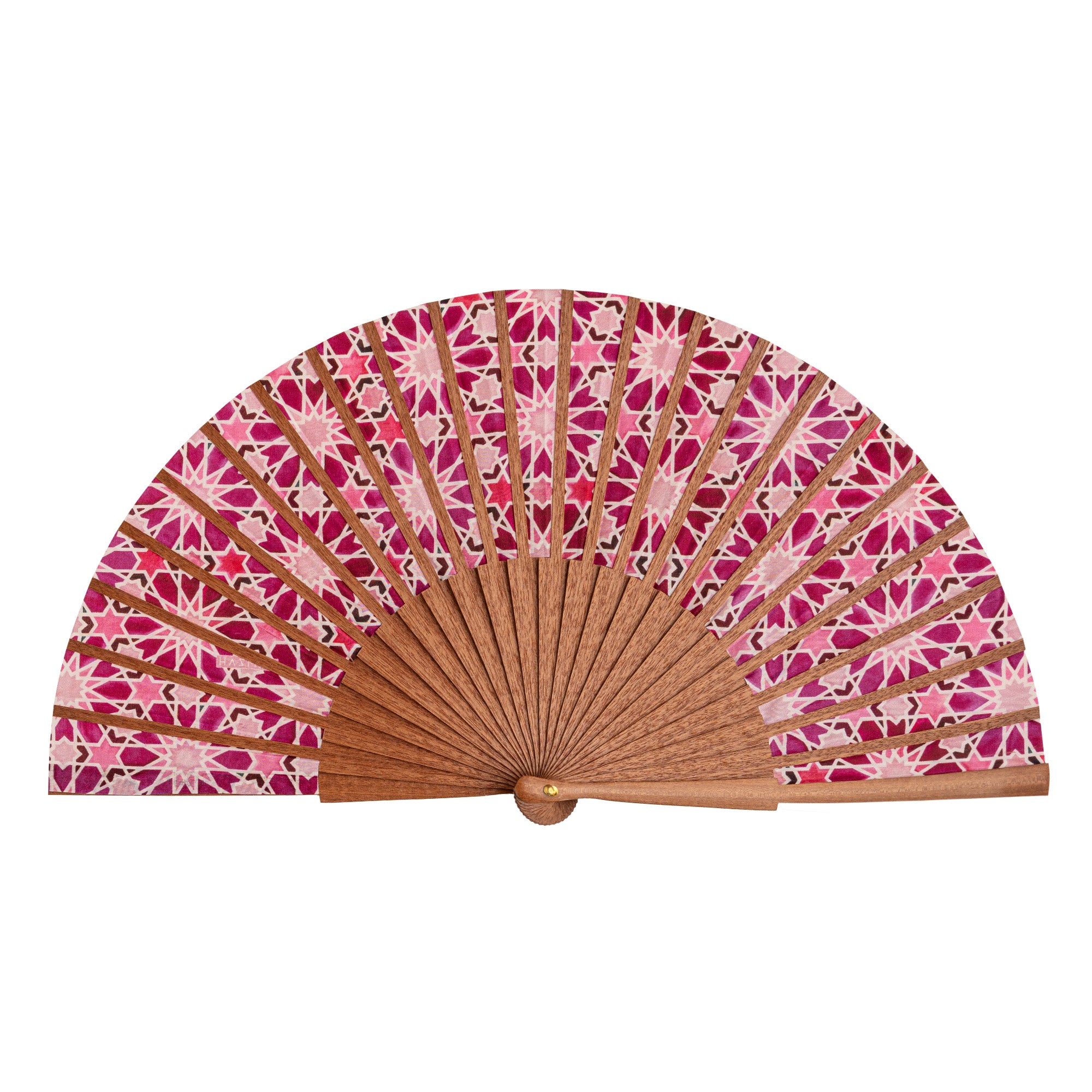 Pink Silk hand fan Zellige