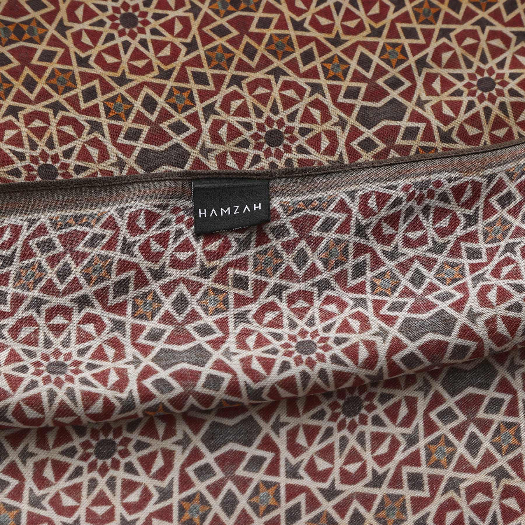 Dimashq Modal Scarf - Dimashq Al-Andalus mosaic geometric print detail 5.