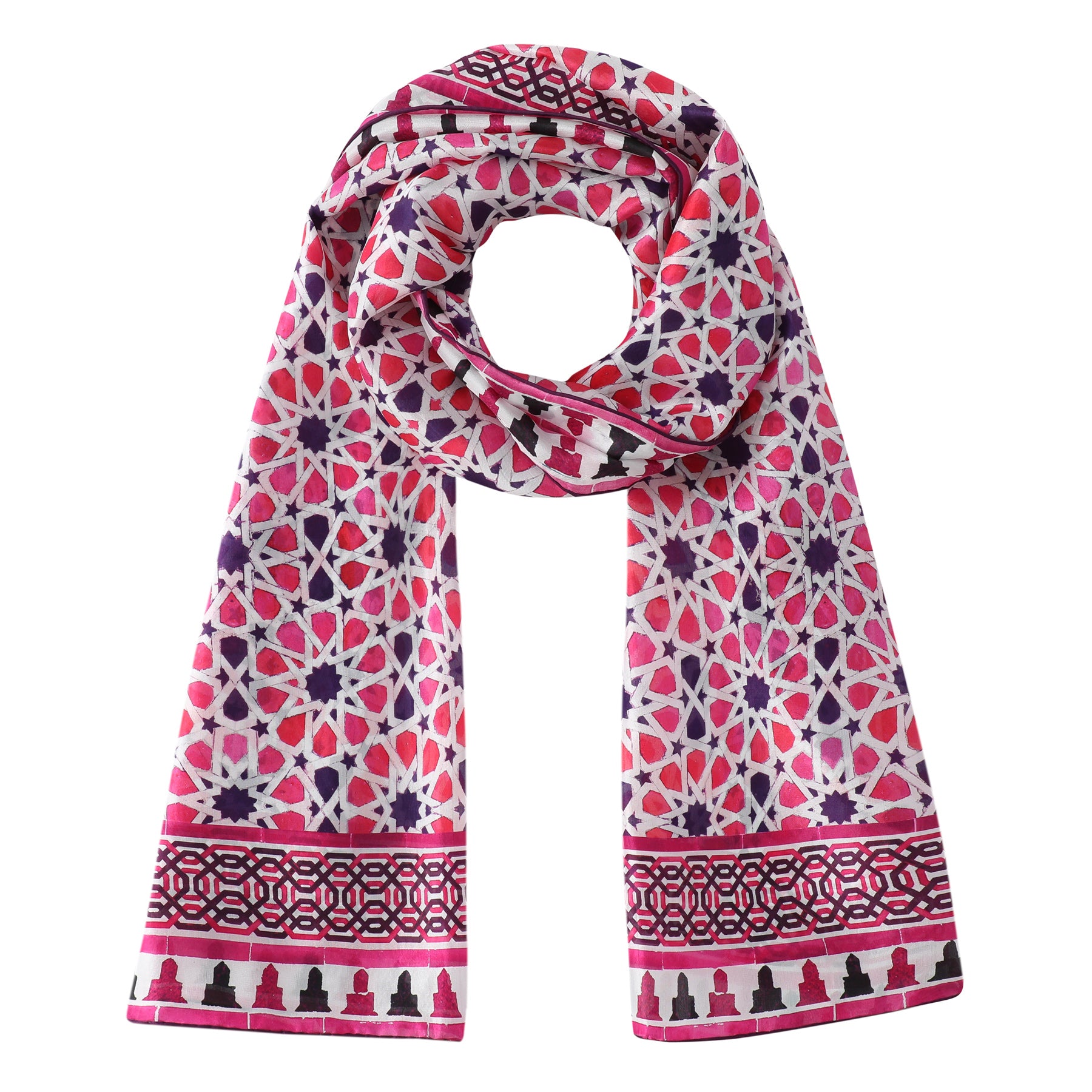 Silk Scarf Pink Patterned Scarf The African Crowned Crane Silk