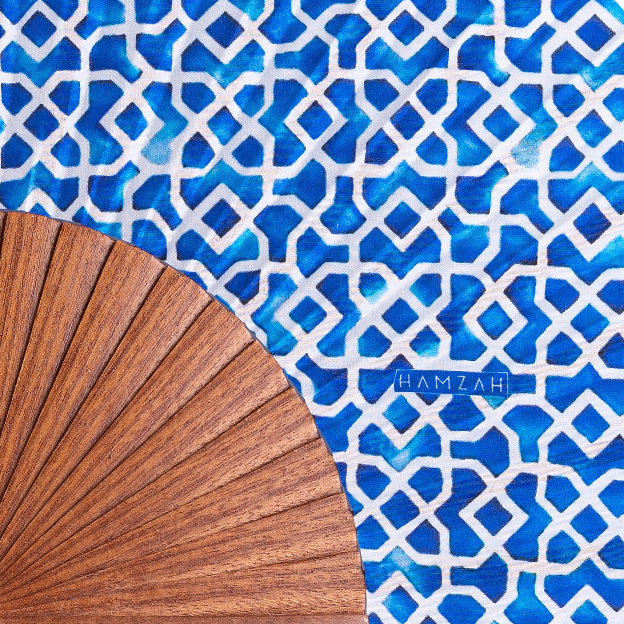 Folding hand fan Alcazaba blue