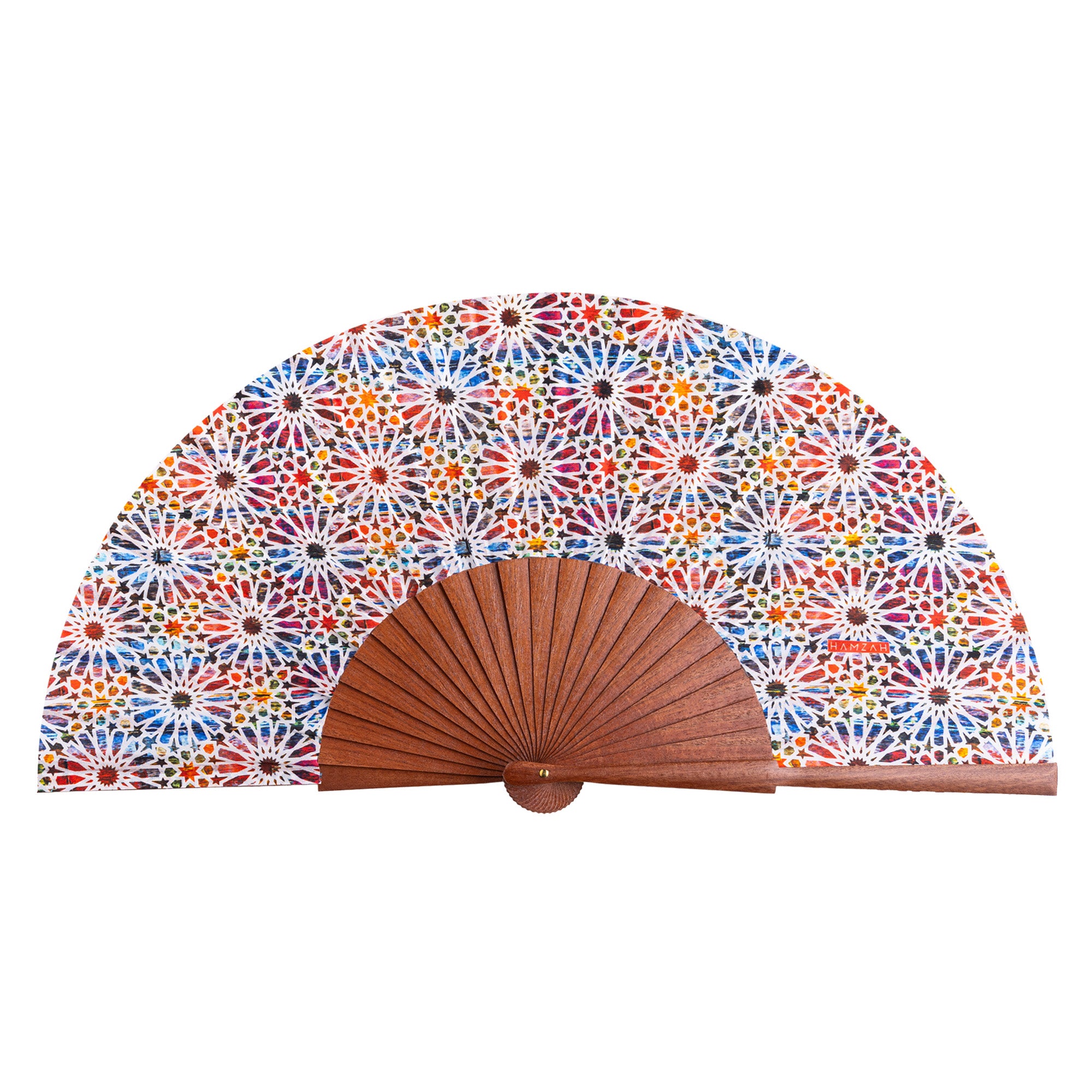 Spanish tiles inspired silk hand fan Sakina