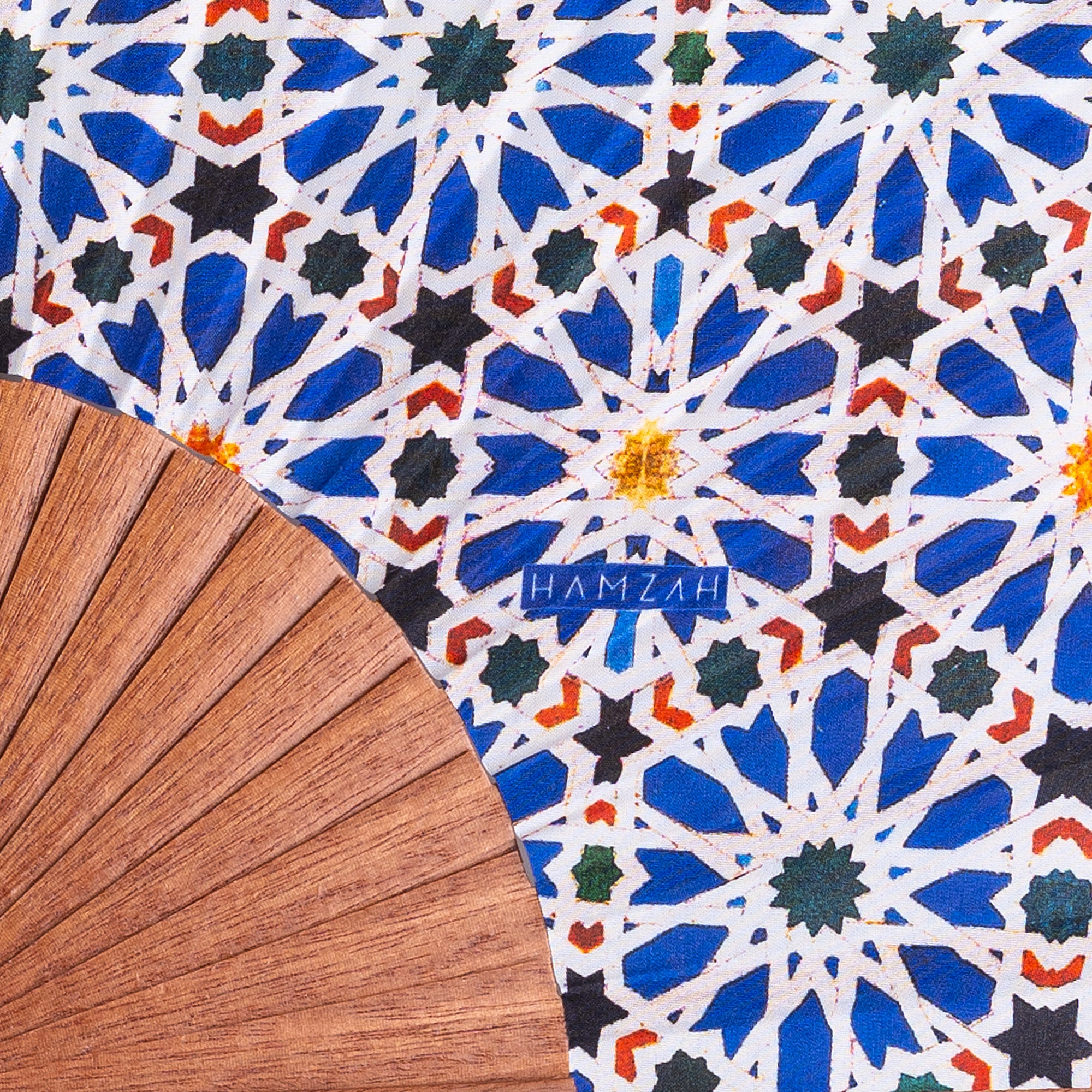 Blue and White silk fan Zellige