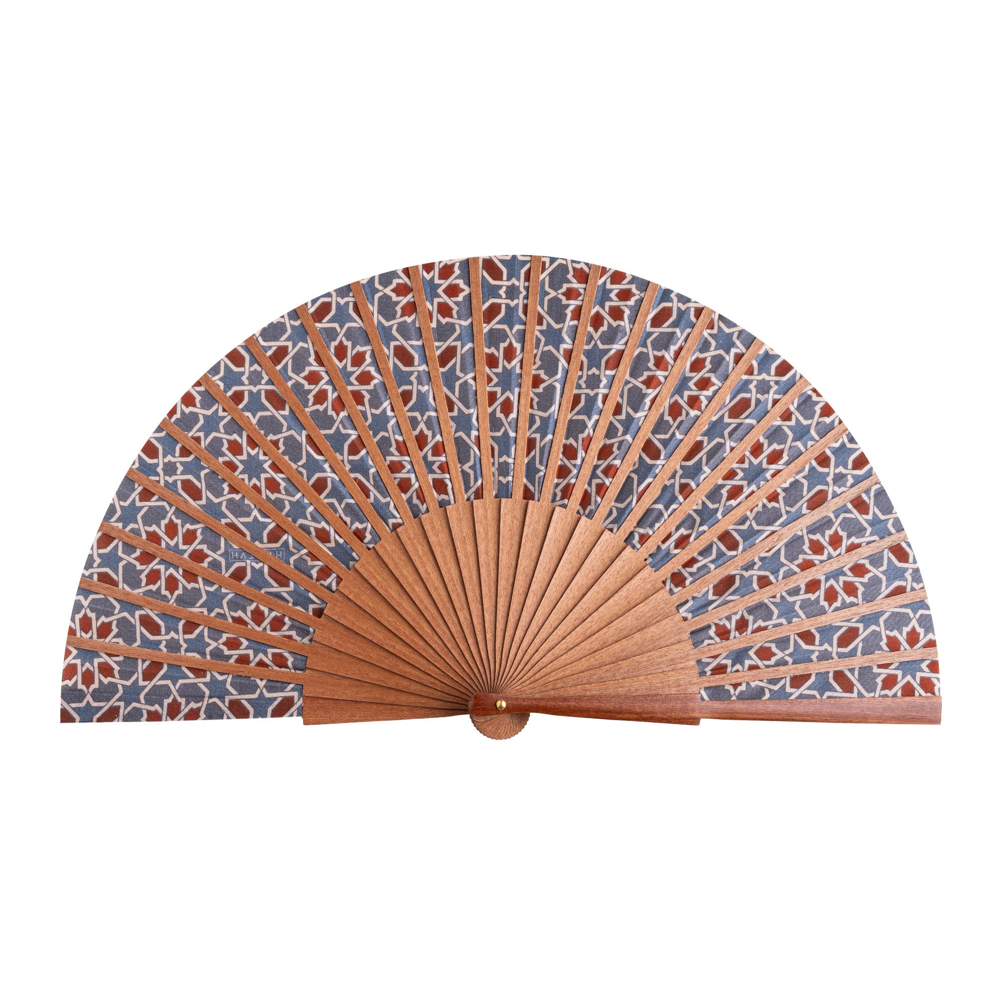 Blue and red folding hand fan Mirath