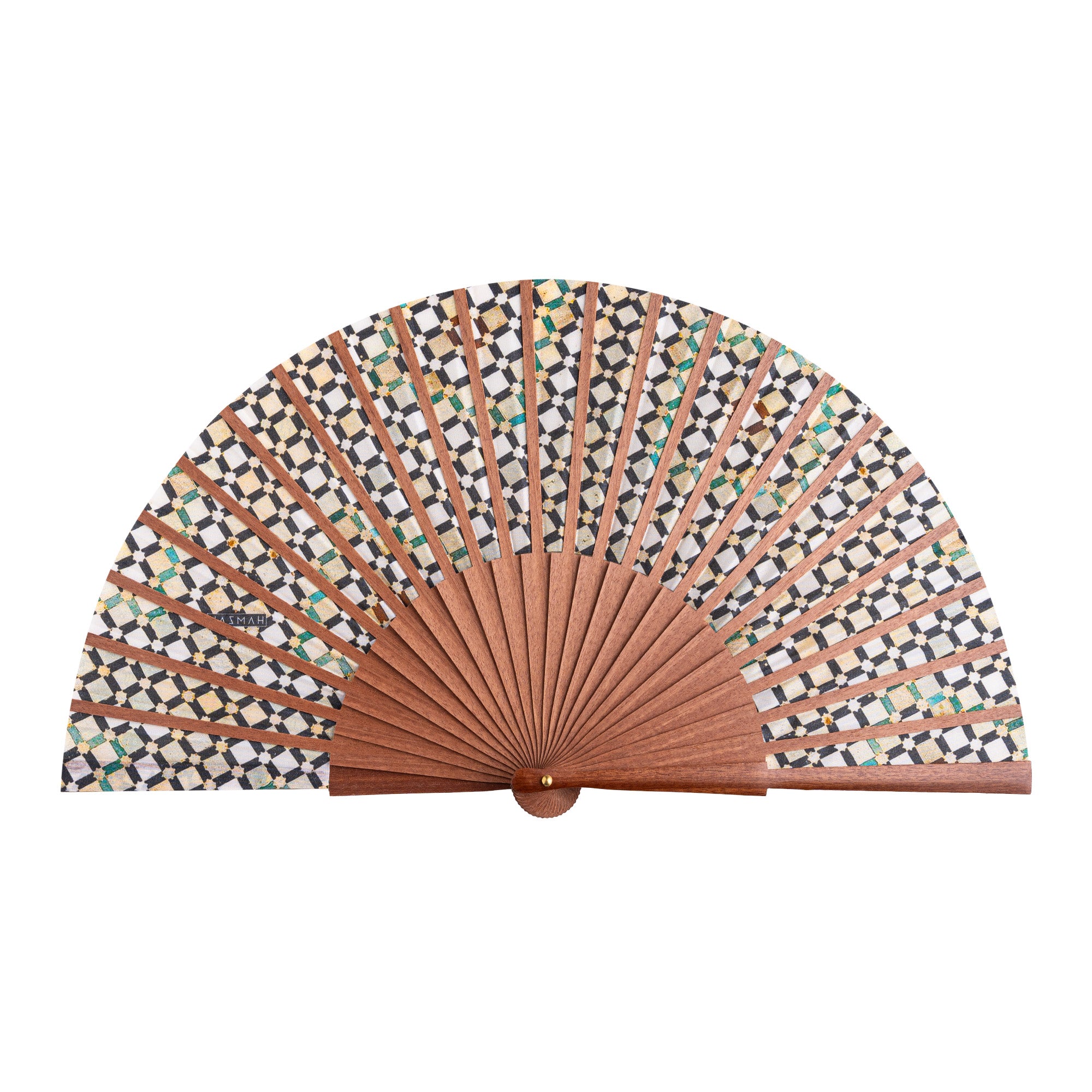 Silk folding hand fan islamic art inspired Hub