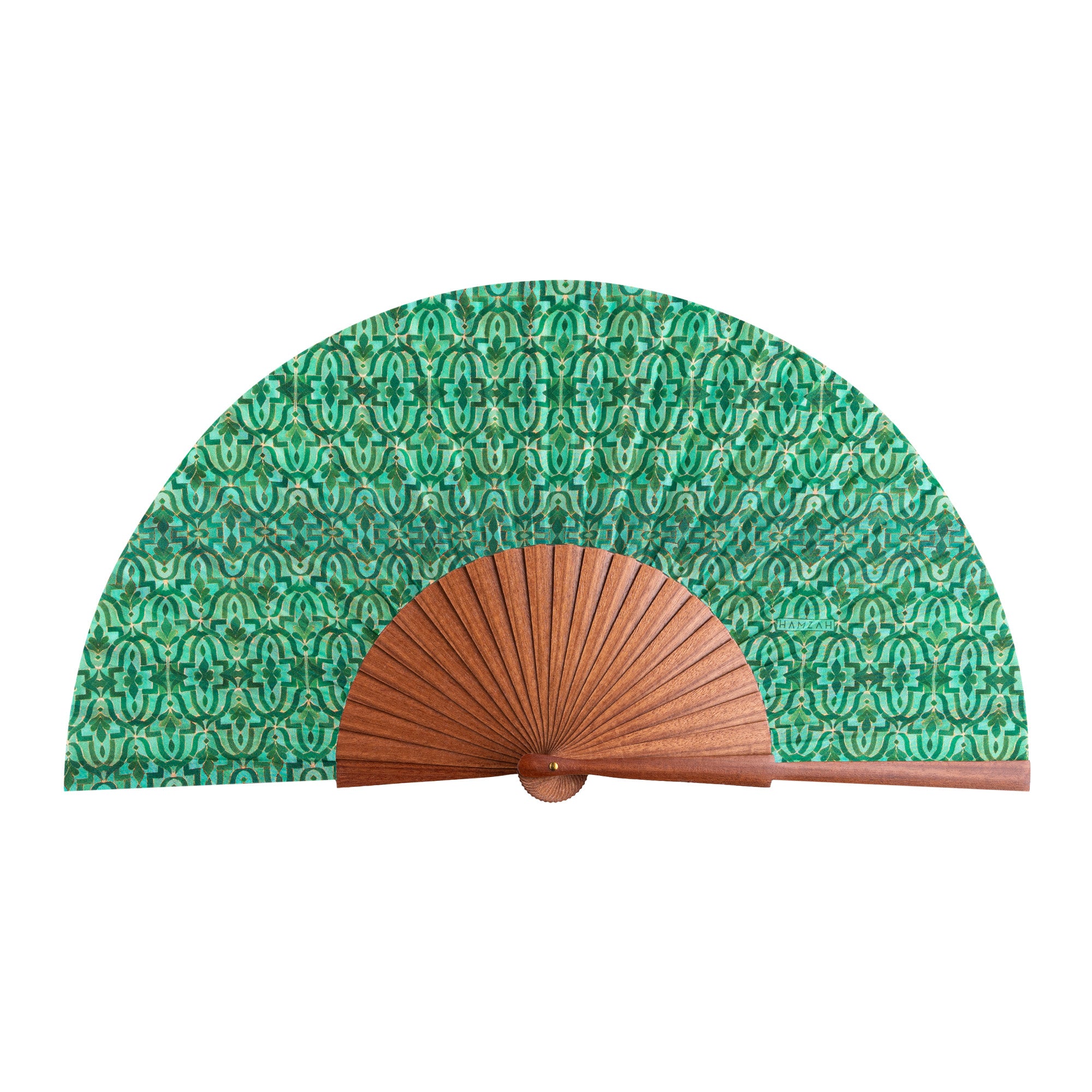 Green silk and wood fan Fihri