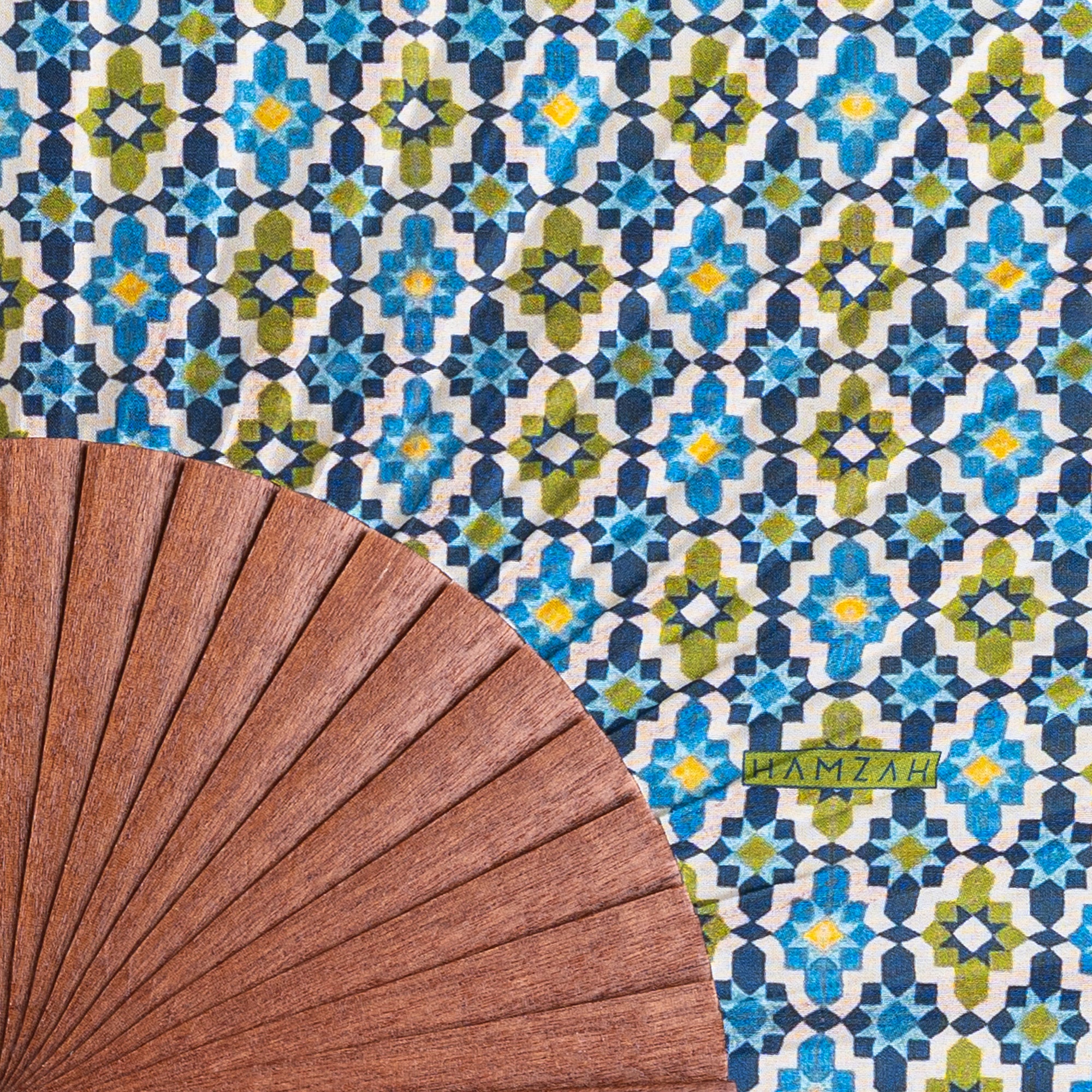 Blue & Green Silk hand fan Ayad