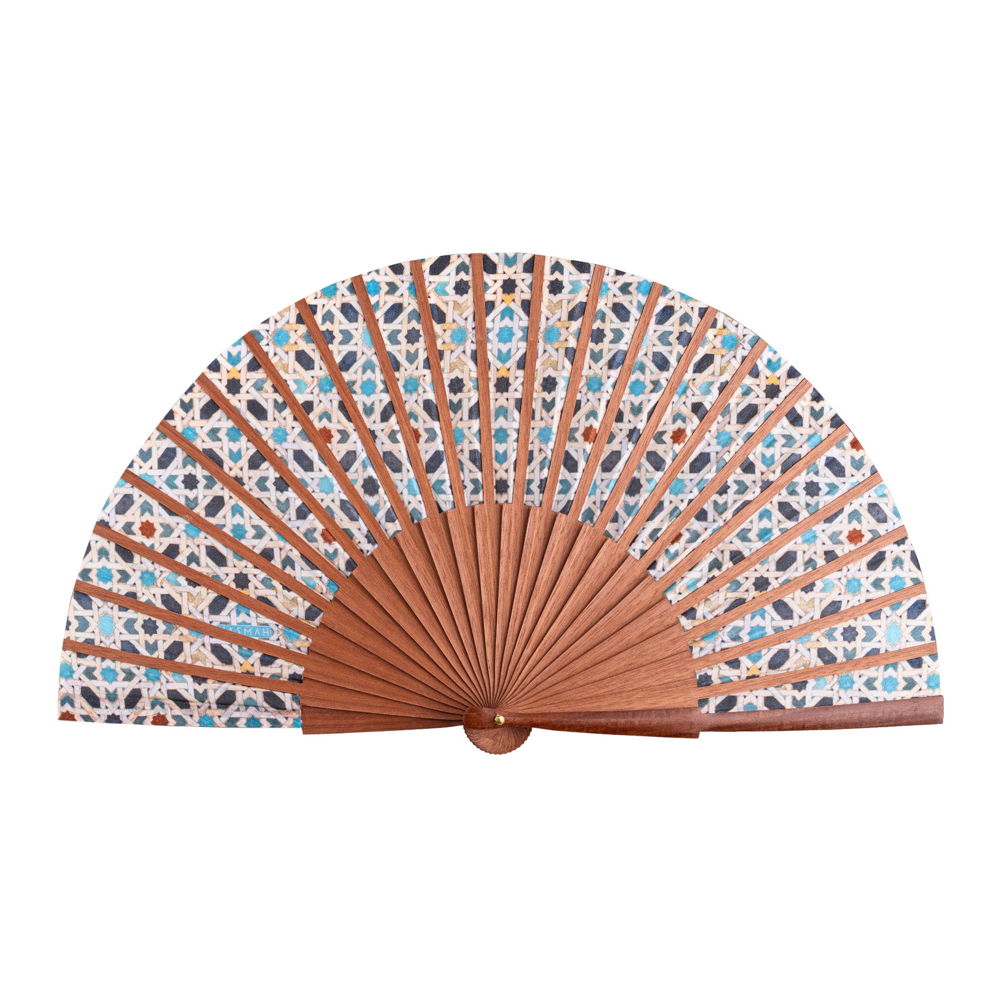 Islamic Geometry Silk & Wood Hand Fan