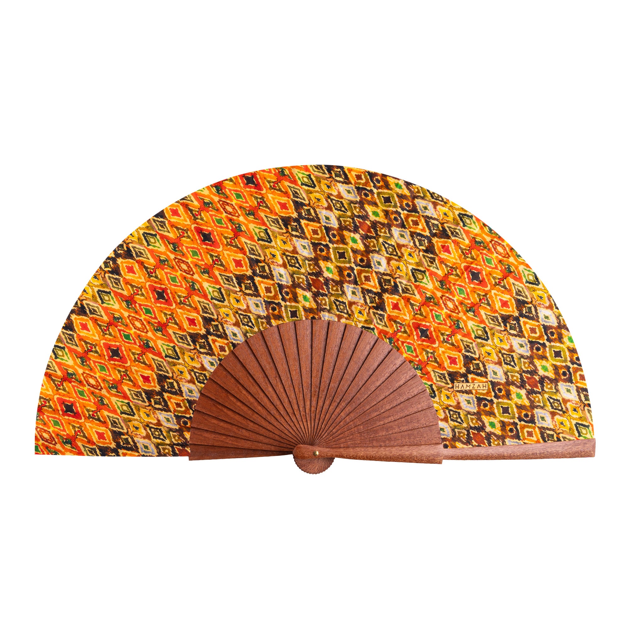 Silk Fan with Diamond Pattern – Handcrafted in Spain with Bocapi Wood