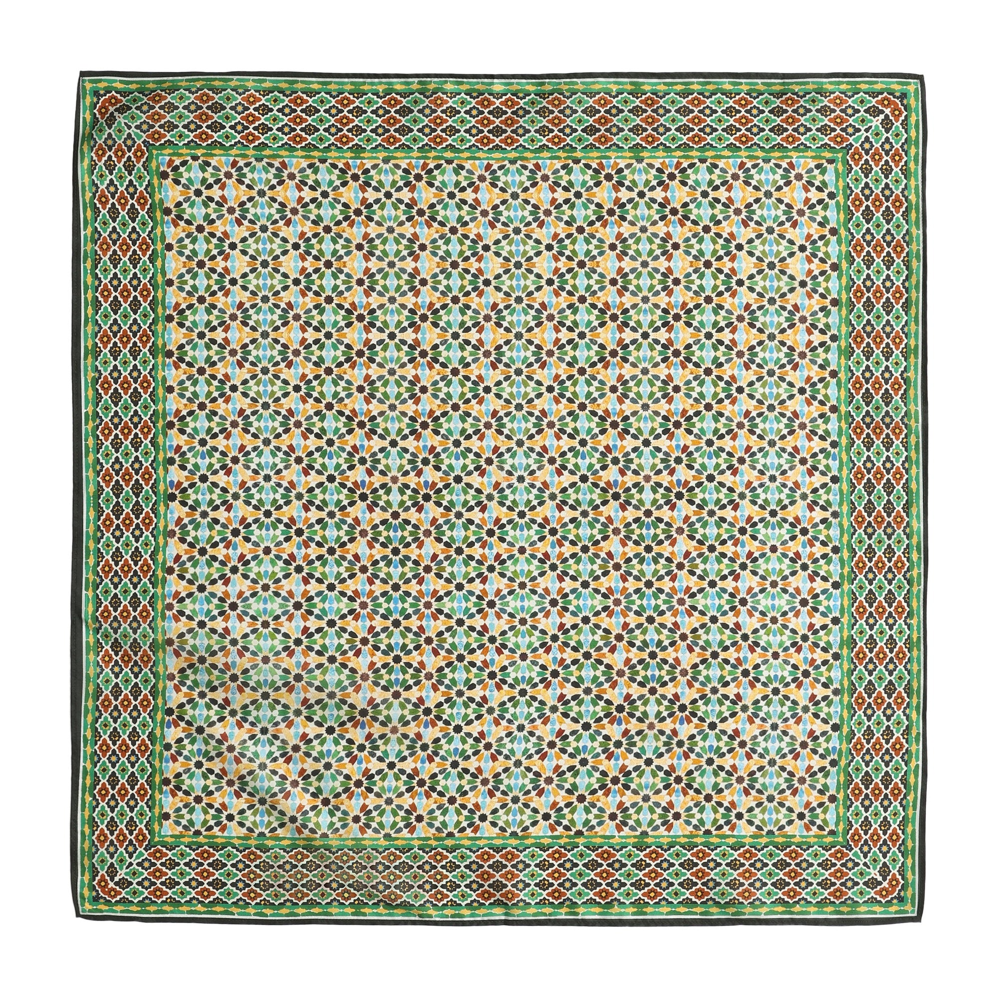 Multicolor Silk Square Scarf Naima shown flat, the full square with its border