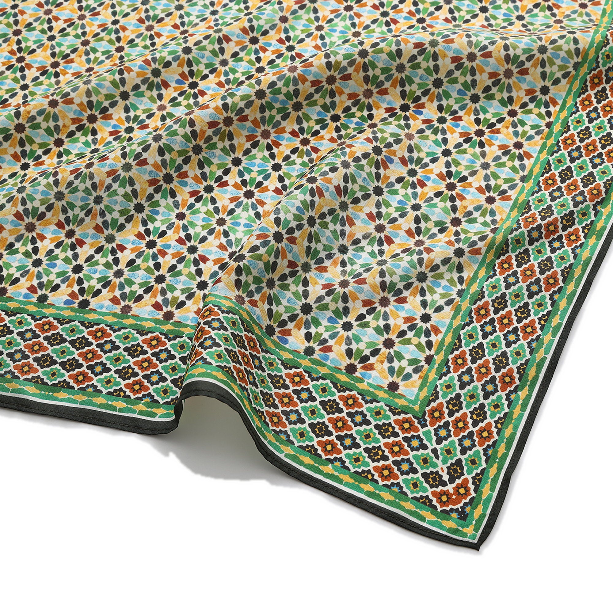 Multicolor Silk Square Scarf Naima draped to show how the silk falls