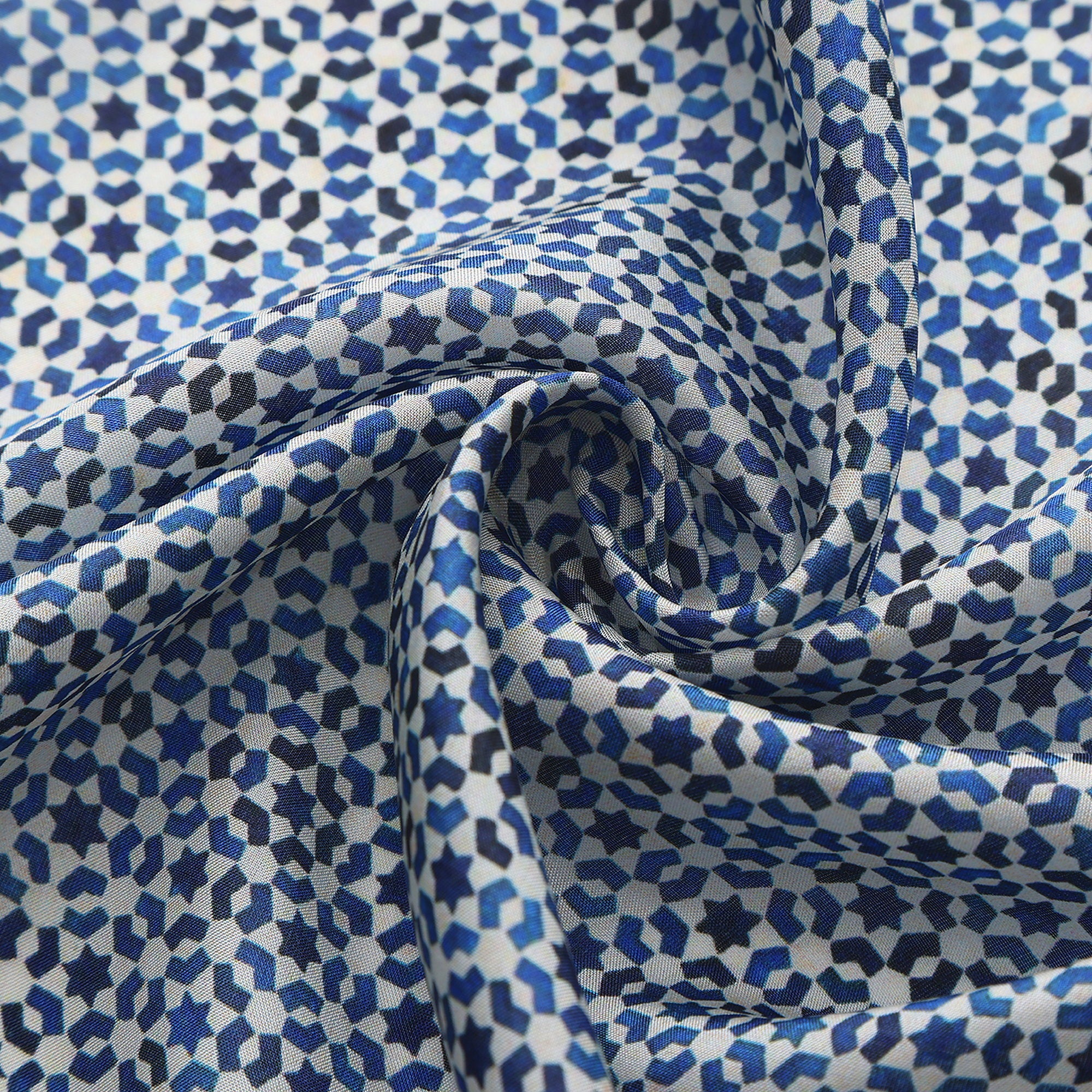 Folded corner of the Blue Silk Square Scarf Basma, showing the border