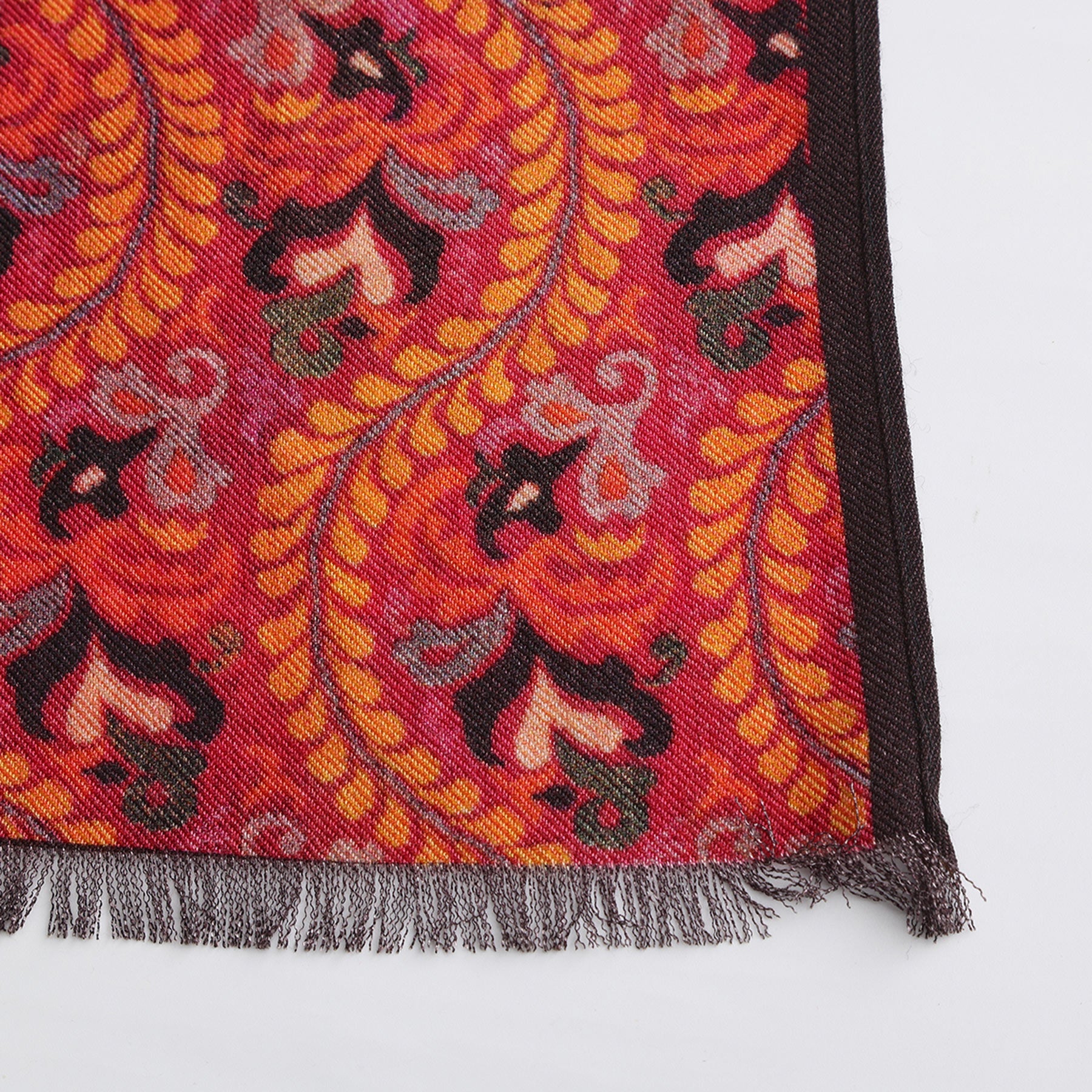 Full view of Ruba silk and wool scarf showing traditional Moroccan pattern