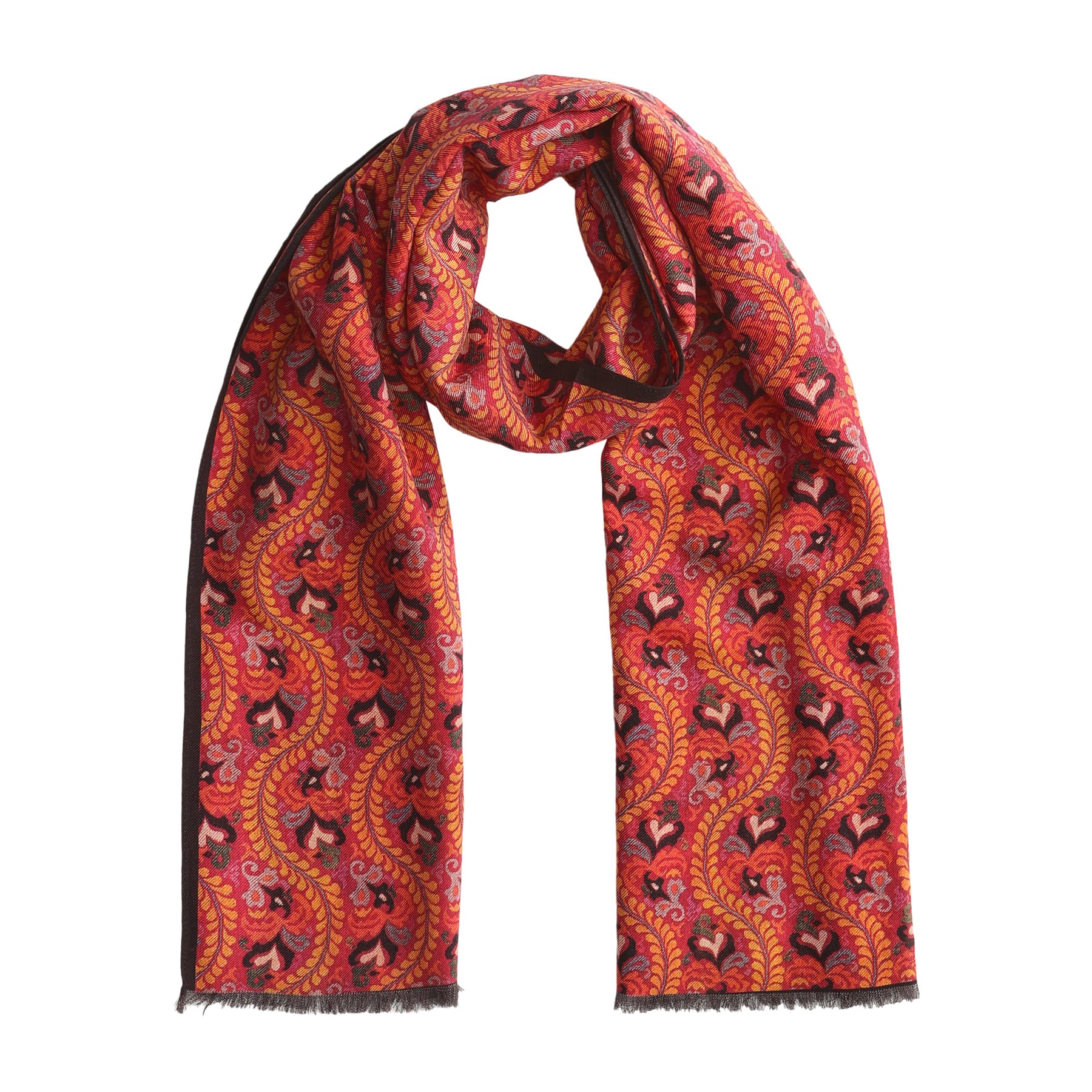 Ruba red silk and wool scarf 180 x 65 cm inspired by Moroccan textile heritage