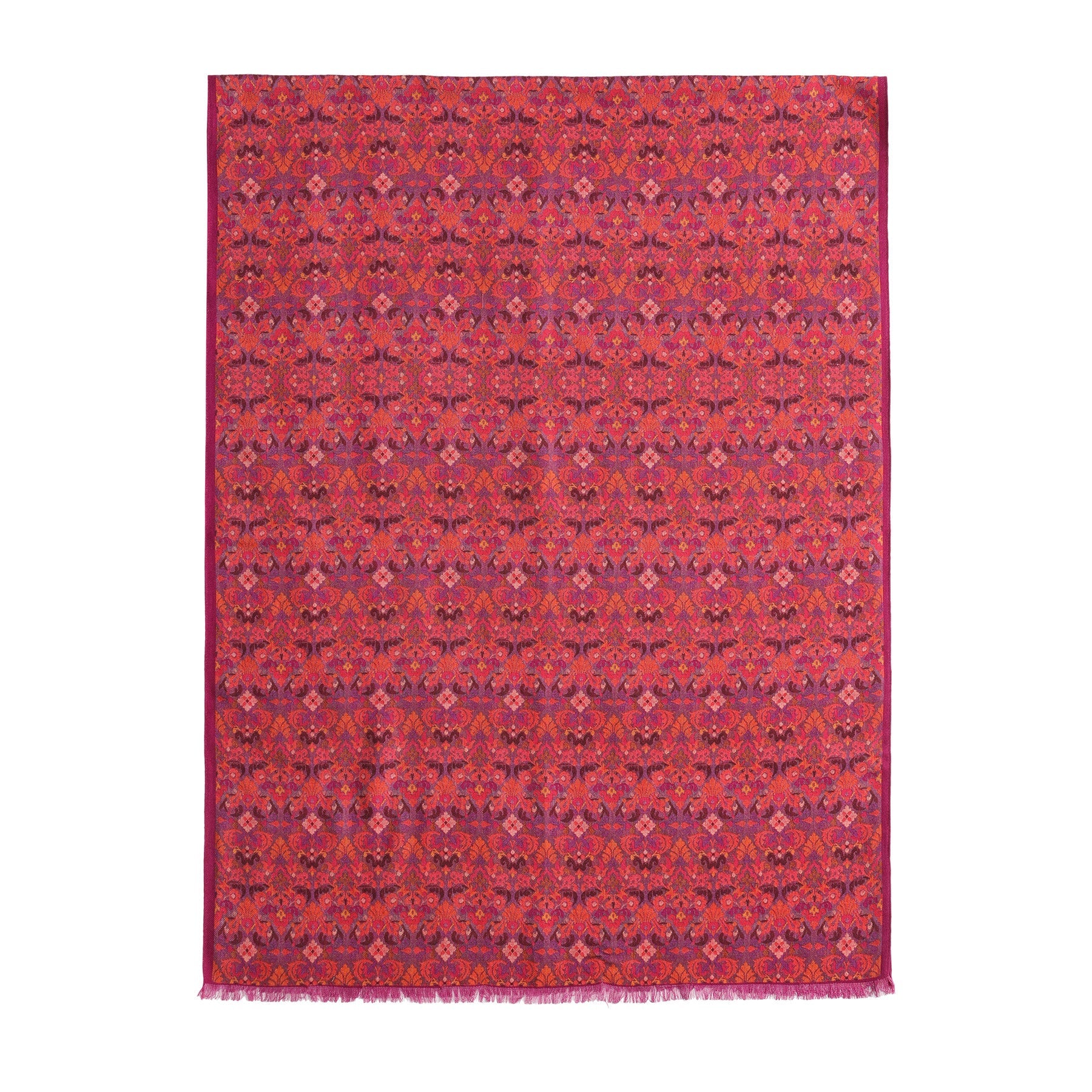 Full view of Mahabah silk and wool scarf showing traditional Moroccan pattern
