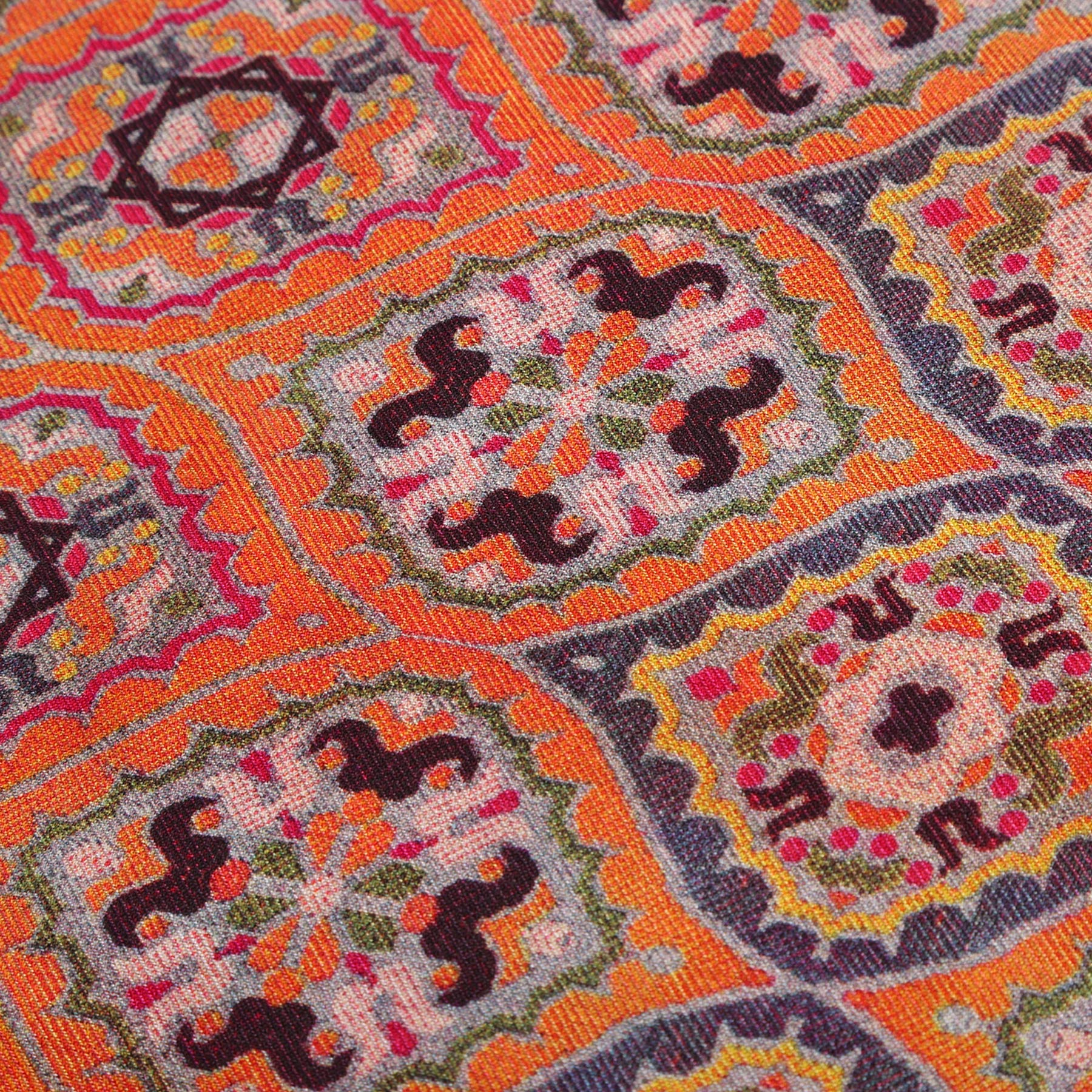 Full view of Nasim silk and wool scarf showing traditional Moroccan pattern