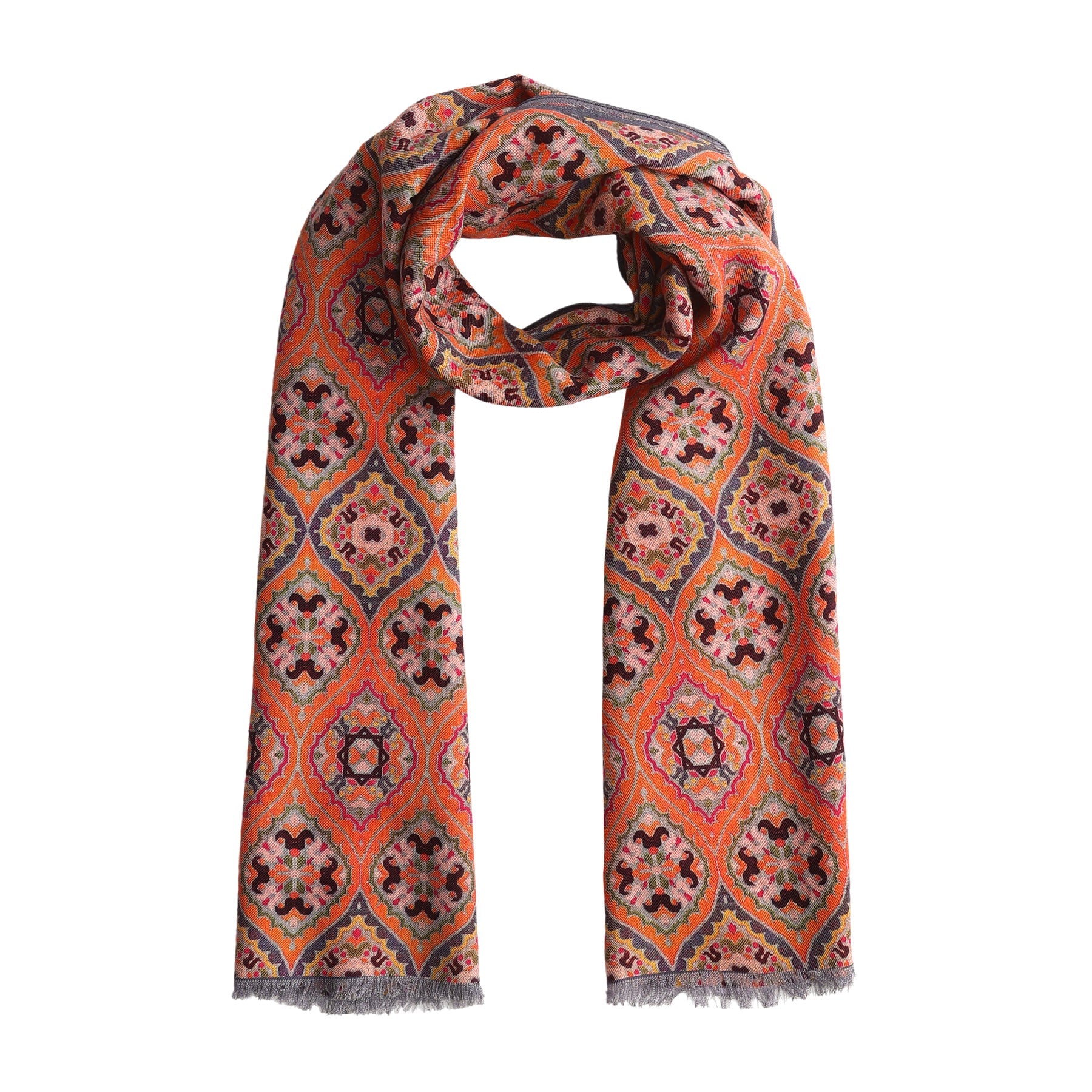 Nasim multicolor silk and wool scarf 180 x 65 cm inspired by Moroccan textile heritage