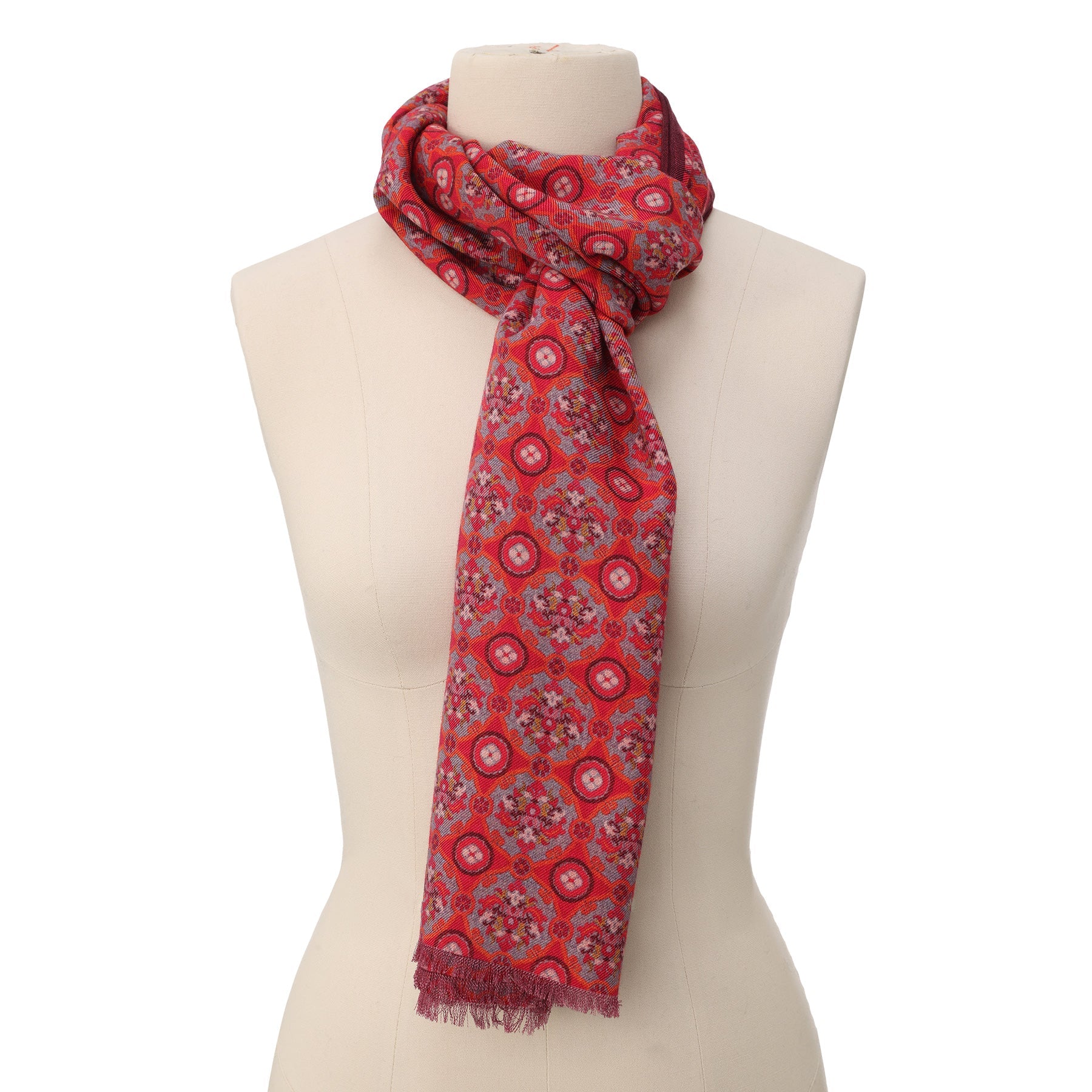 Naum silk and wool scarf draped styling view