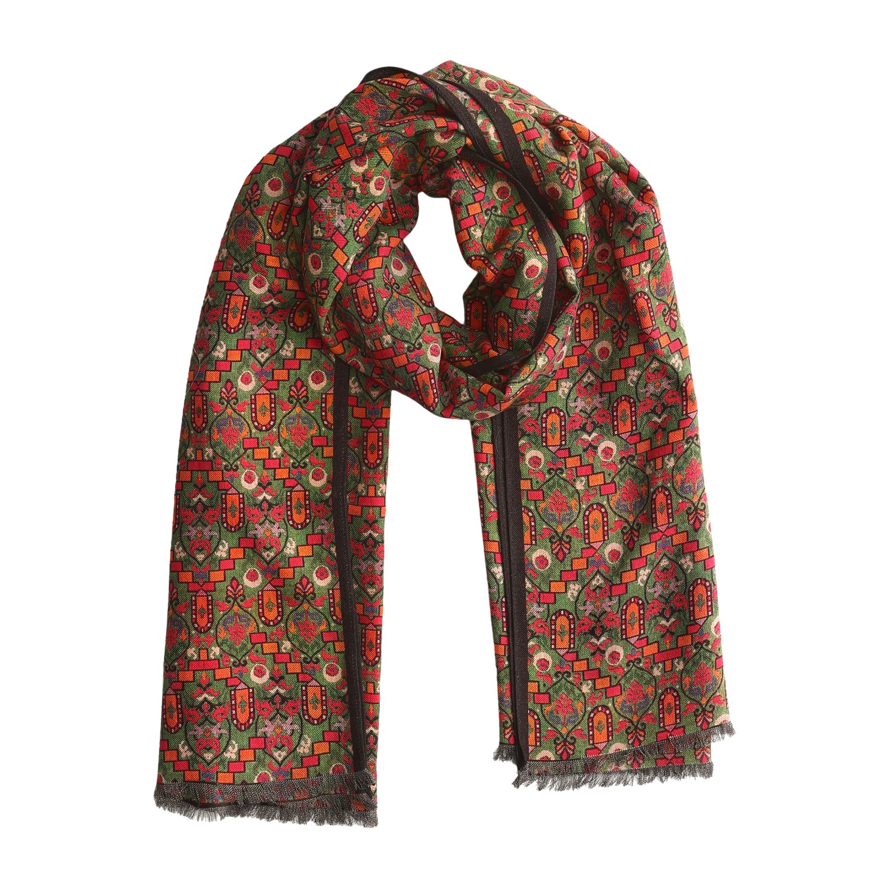 Sarab multicolor silk and wool scarf 180 x 65 cm inspired by Moroccan textile heritage