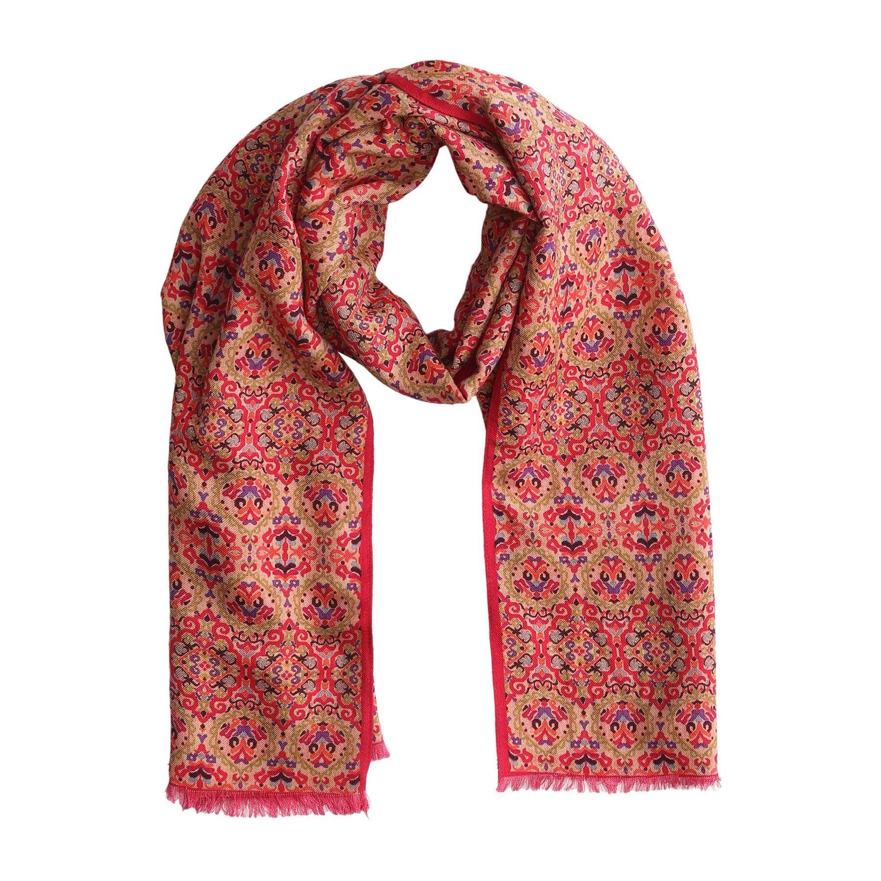 Mihrah multicolor silk and wool scarf 180 x 65 cm inspired by Moroccan textile heritage