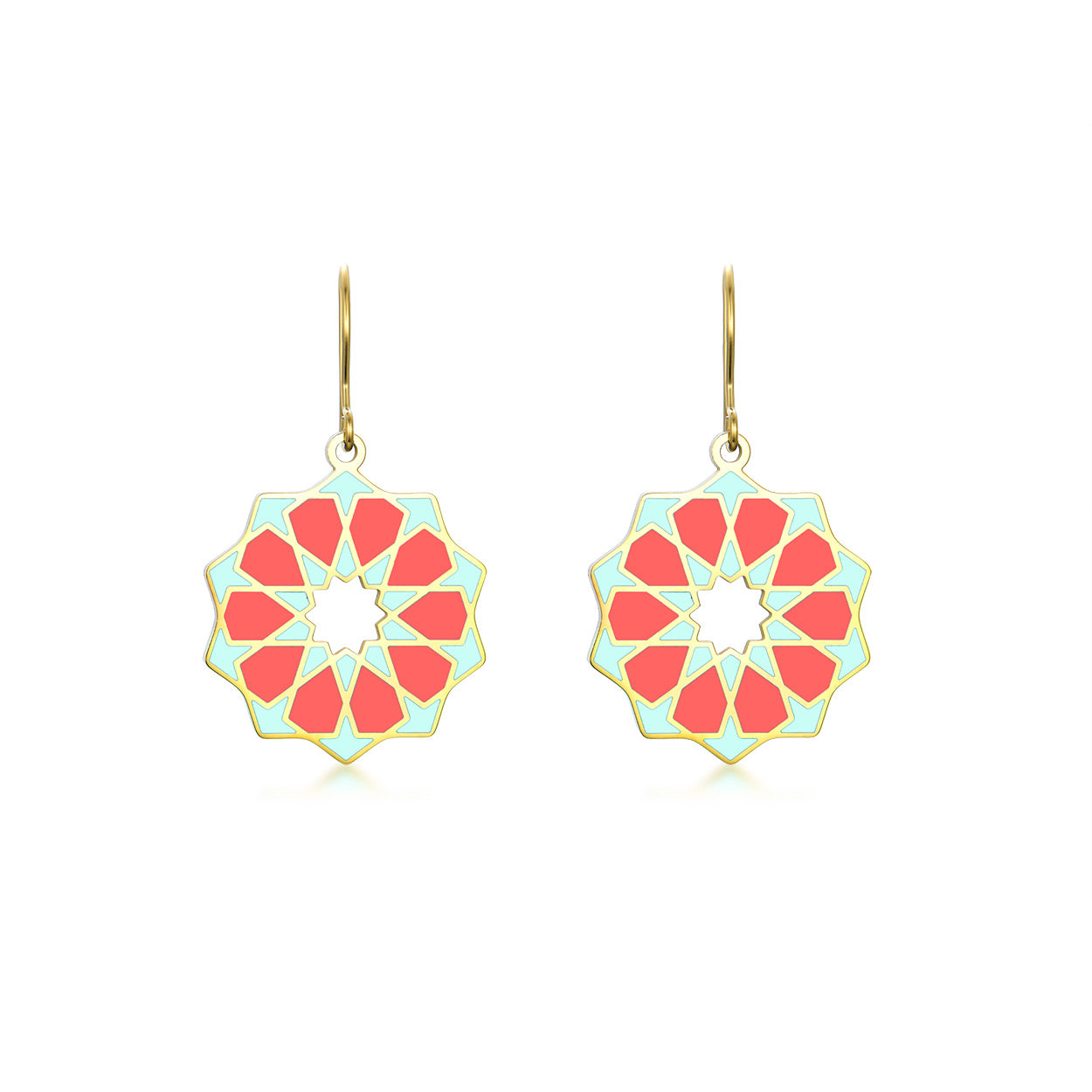 Rose Enamel Earrings Inspired by Islamic Patterns Siraj