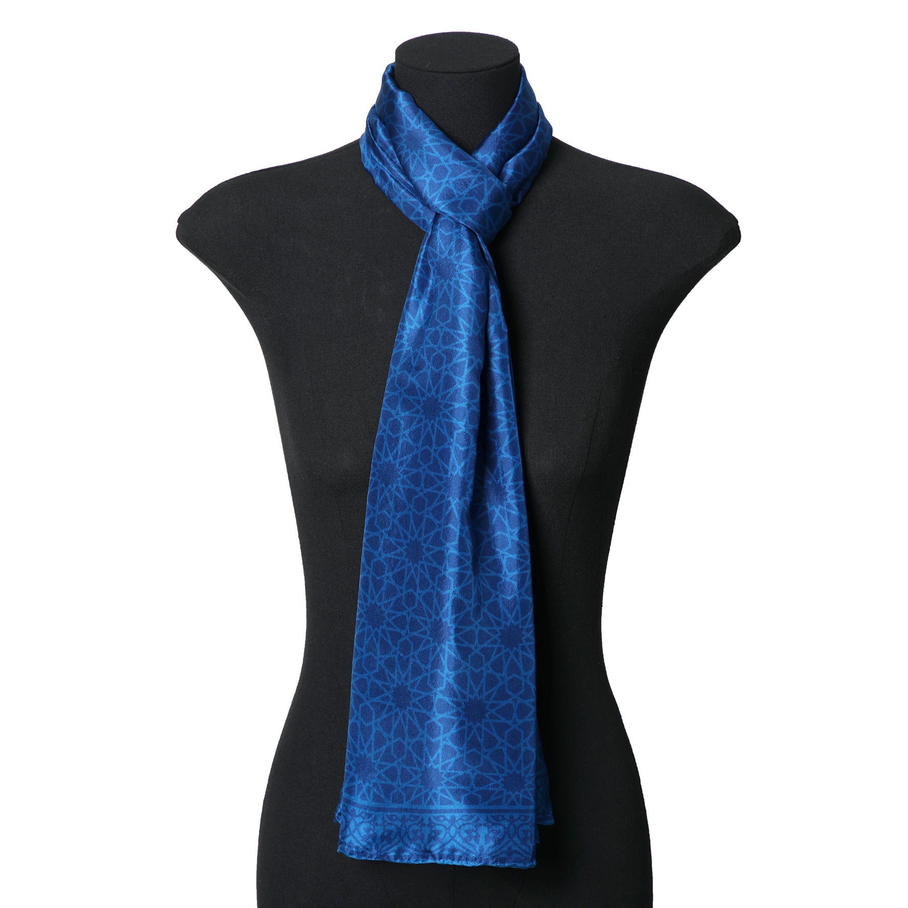 Blue Silk Scarf Dalila - Dalila Al-Andalus mosaic print in blue detail 1.