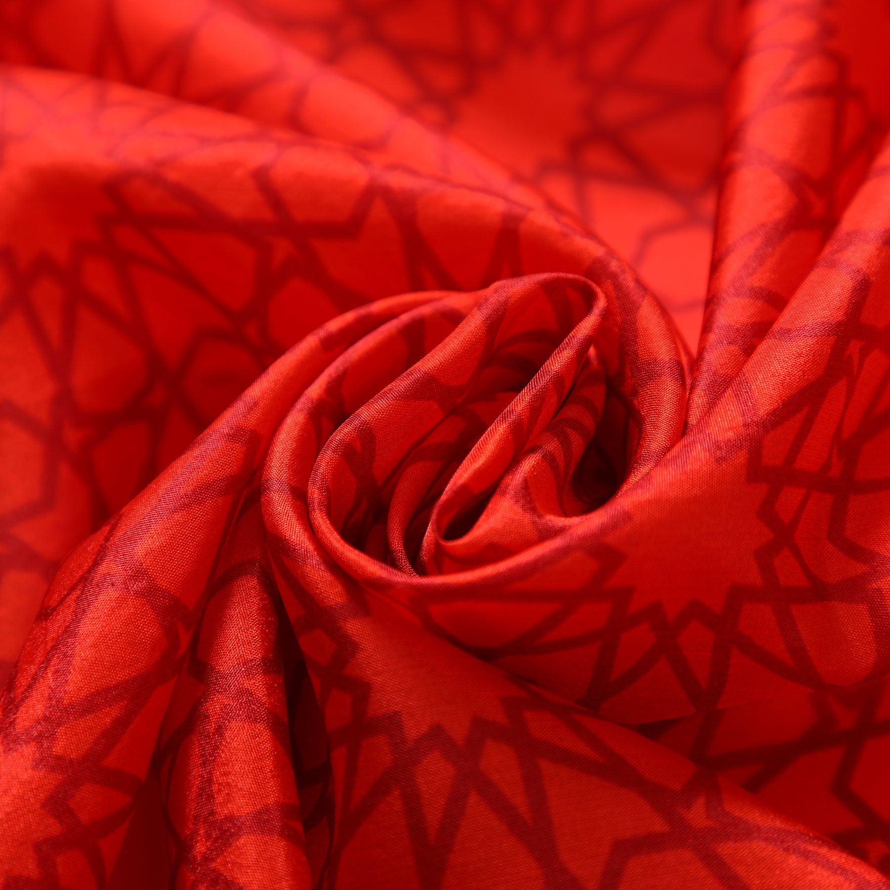 Red Silk Scarf Dalila - Dalila Al-Andalus mosaic print in red detail 3.