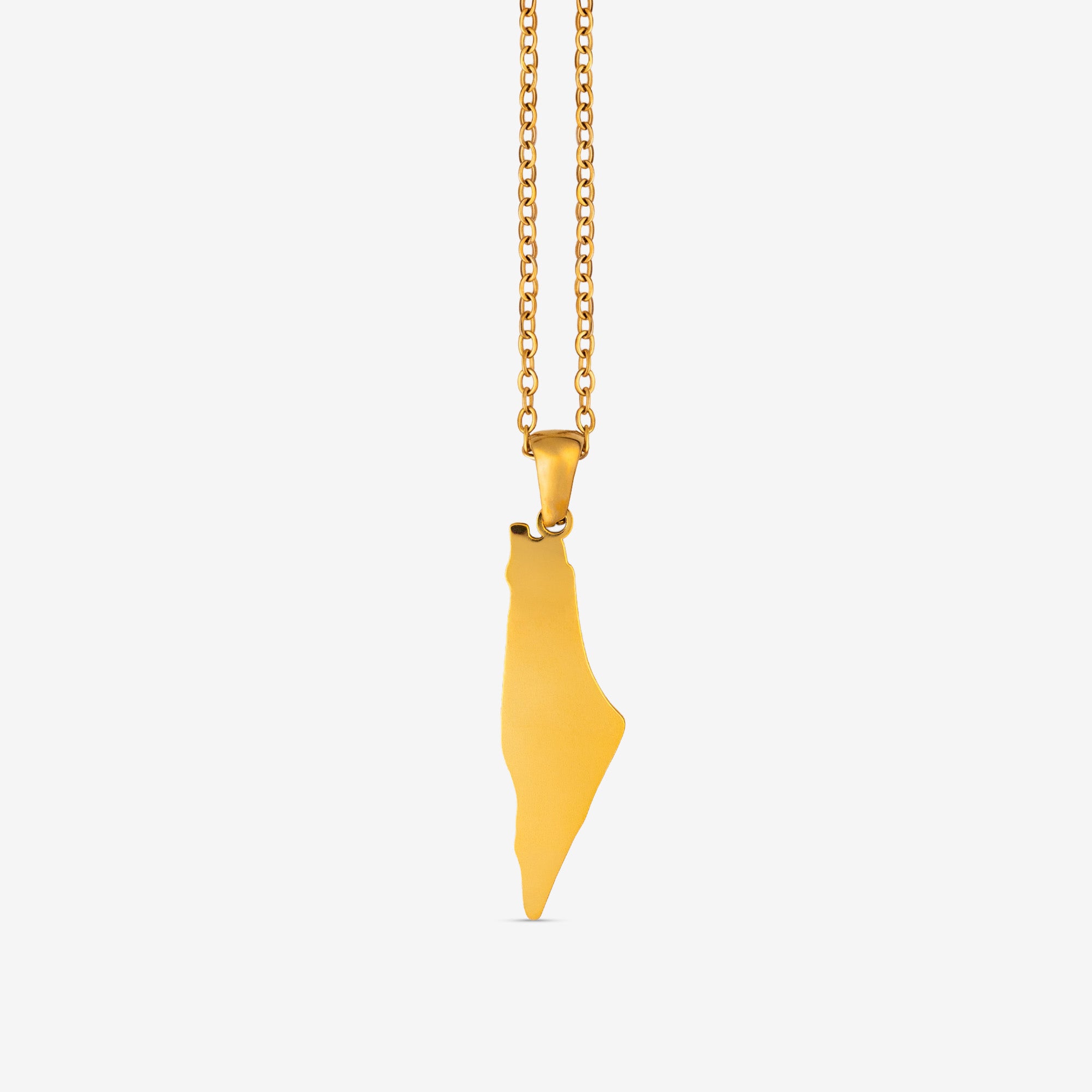 Plain gold plated back of the Palestine map necklace