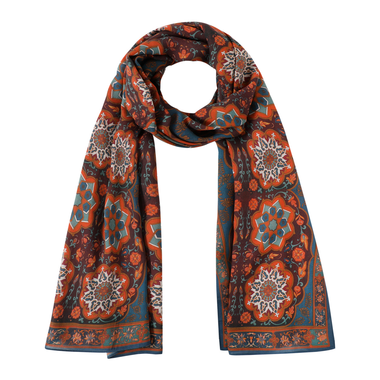 Close-up of fabric texture with Islamic mandala patterns.