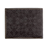 Brown leather wallet fully embossed with islamic geometry pattern