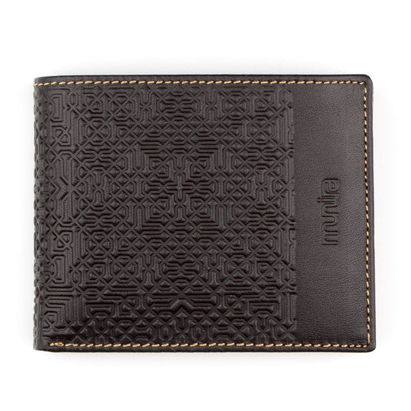 Brown leather wallet embossed with islamic art pattern