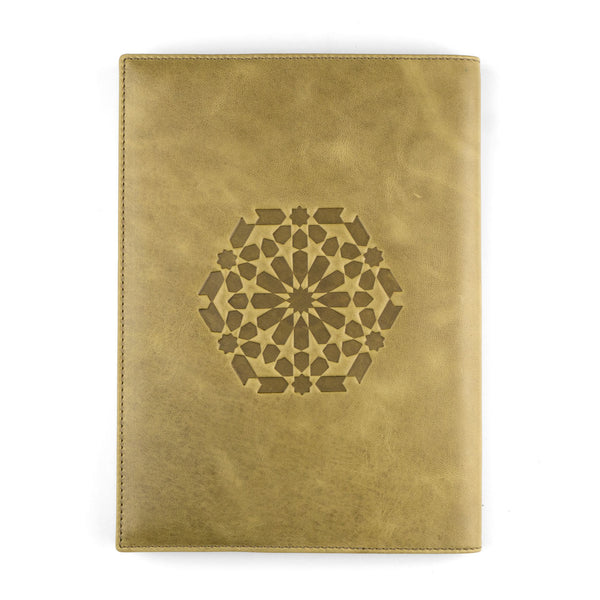 Islamic art inspired green leather notebook