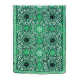 Large green silk scarf inspired by eastern motifs