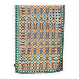 Green and orange large silk scarf with islamic art inspired geometric print