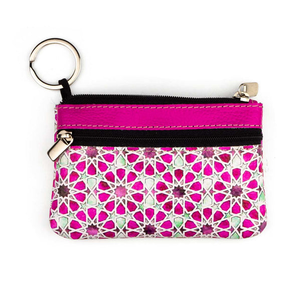 Islamic art inspired pink leather purse