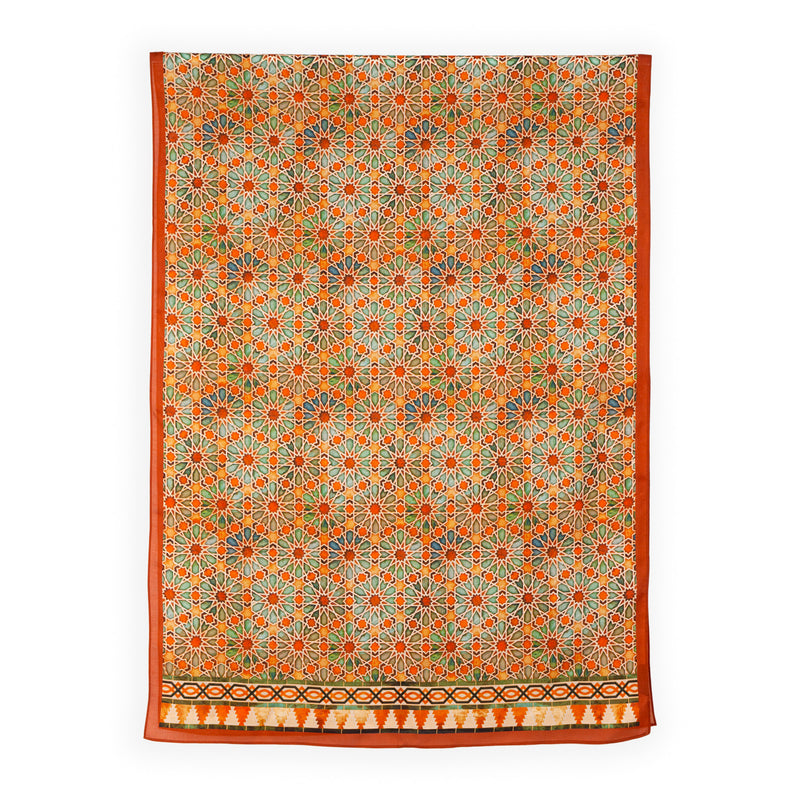 Islamic art inspired long orange scarf