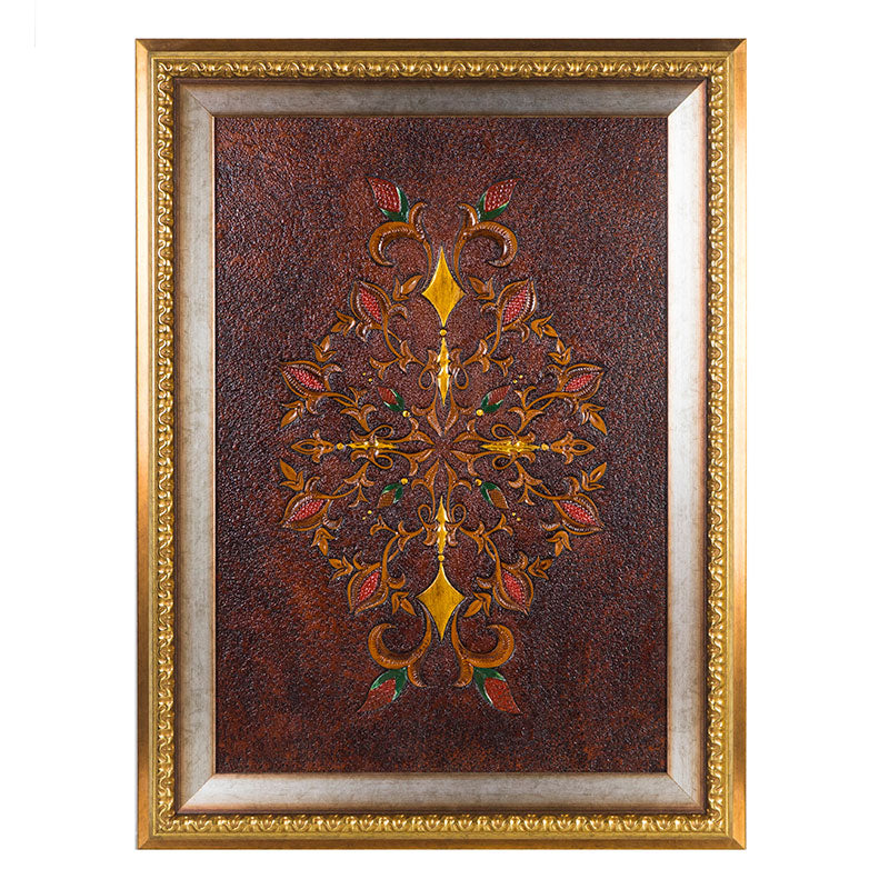 Leather wall art hand tooled inspired by Granada Style
