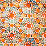 Islamic art inspired orange and green silk scarf