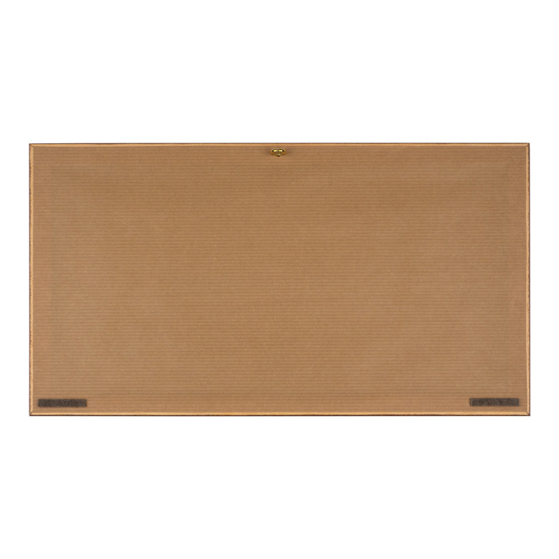 The Leather Wall Art Calligraphy Motto of Alhambra Natural, featuring a wooden frame and inspired by Alhambra design, hangs