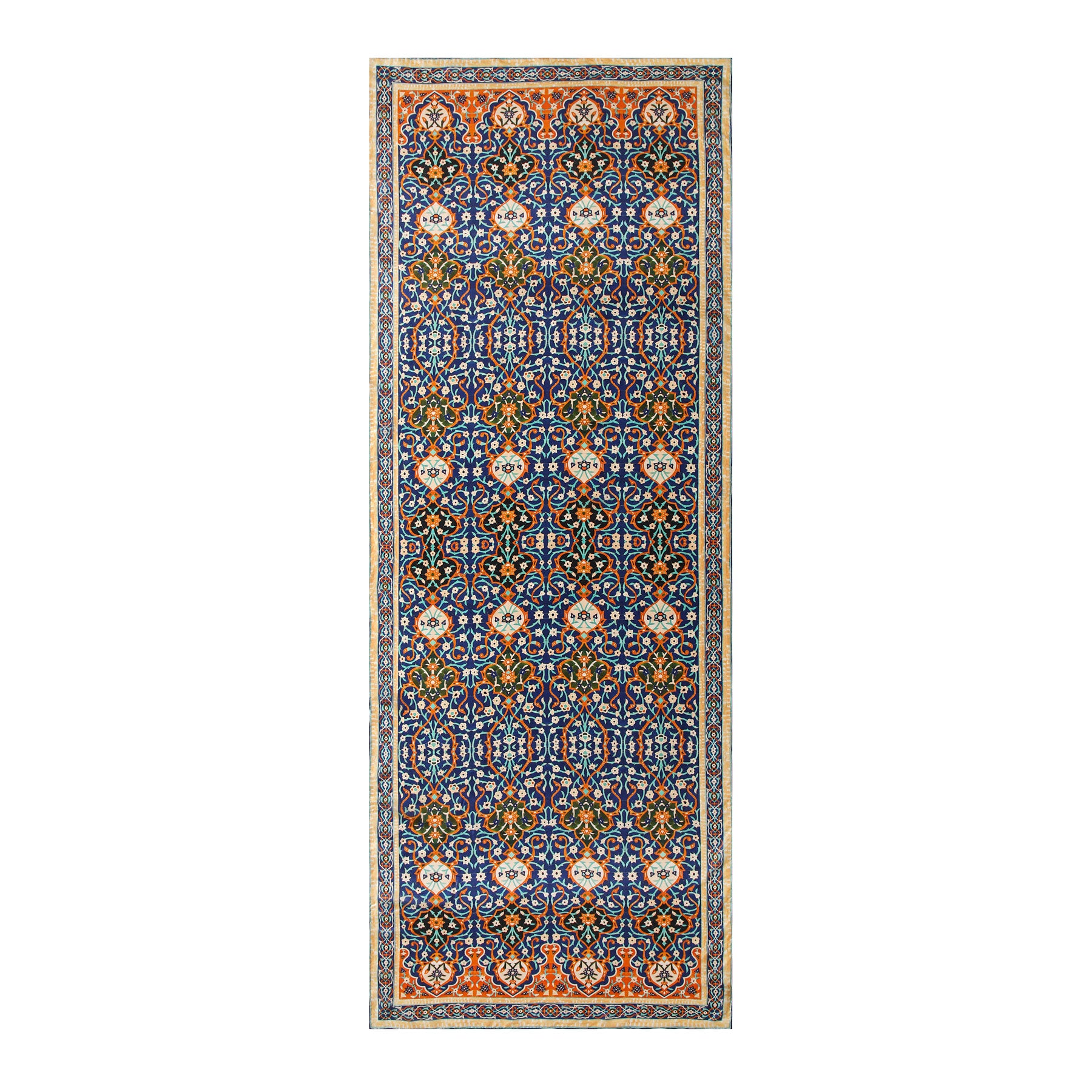 Blue and Orange Silk Scarf Itr - Itr Al-Andalus mosaic print in blue and orange detail 3.