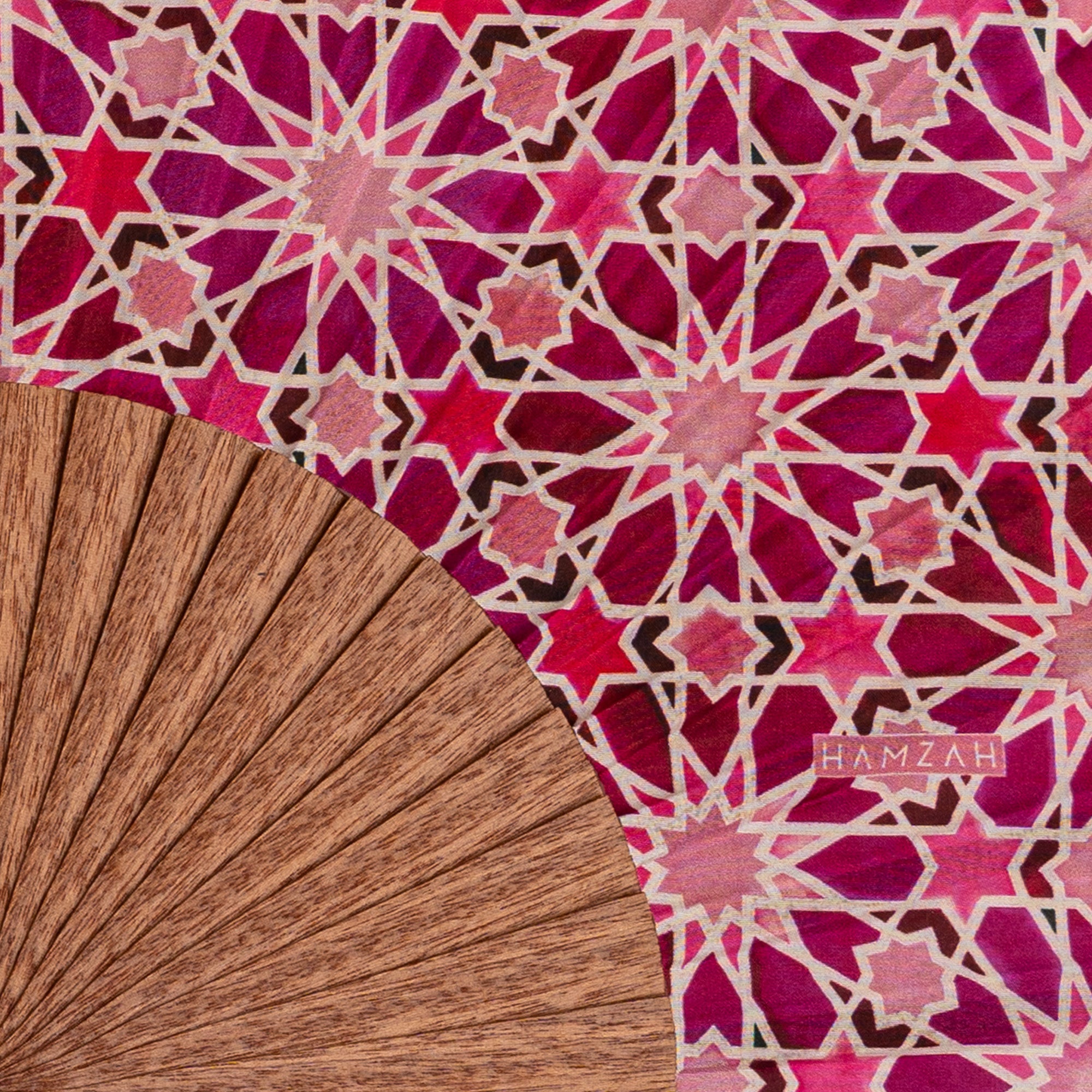 Pink Silk hand fan Zellige