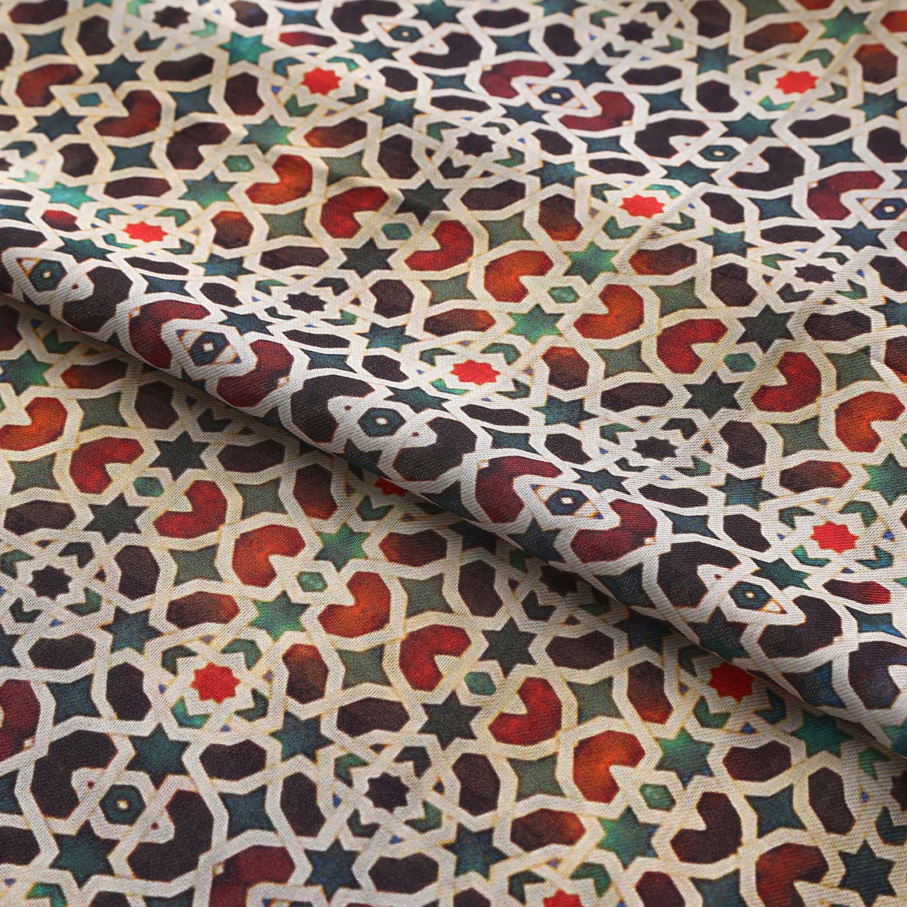 Gannat Modal Scarf - Gannat Al-Andalus mosaic geometric print detail 3.