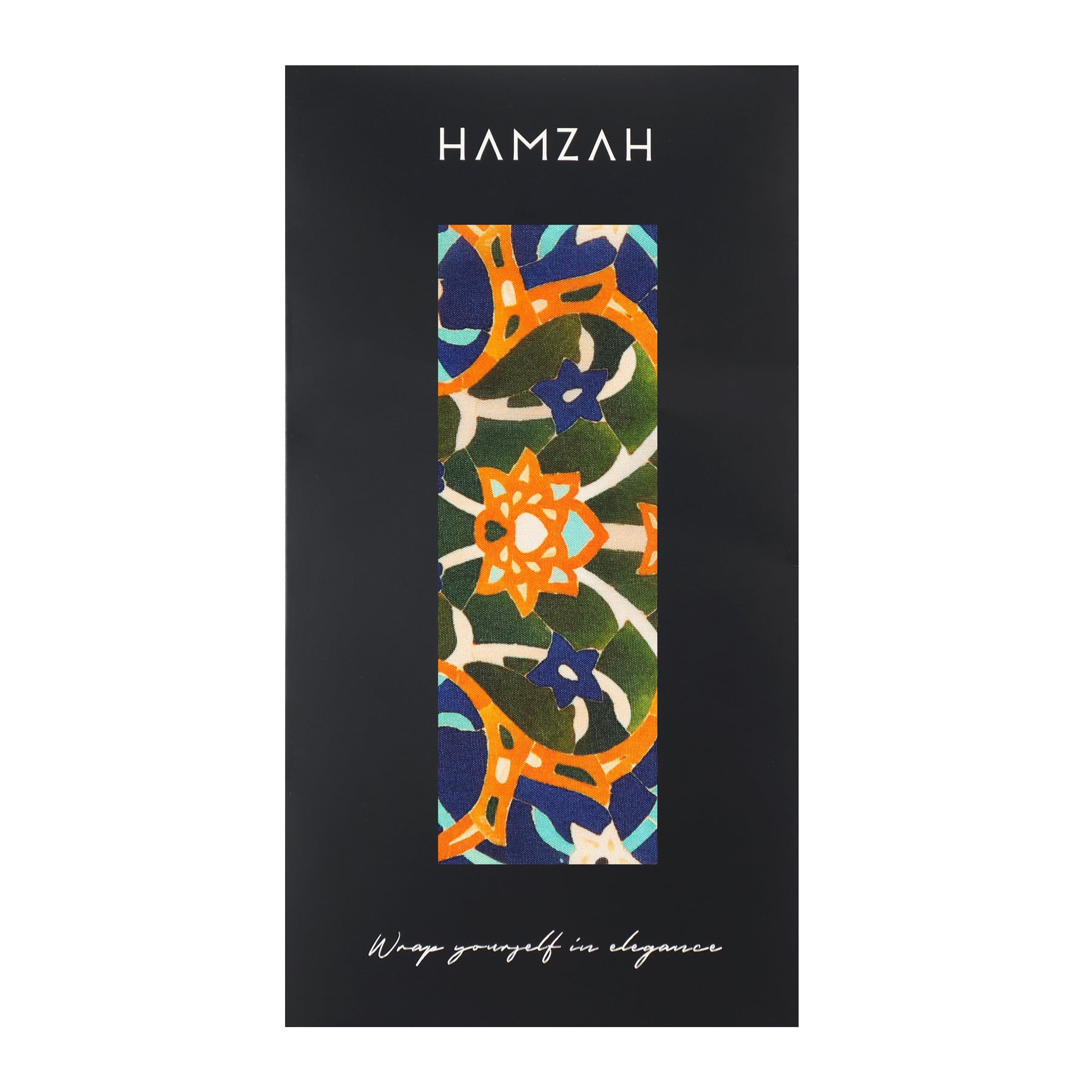 Blue and Orange Silk Scarf Itr - Itr Al-Andalus mosaic print in blue and orange detail 4.