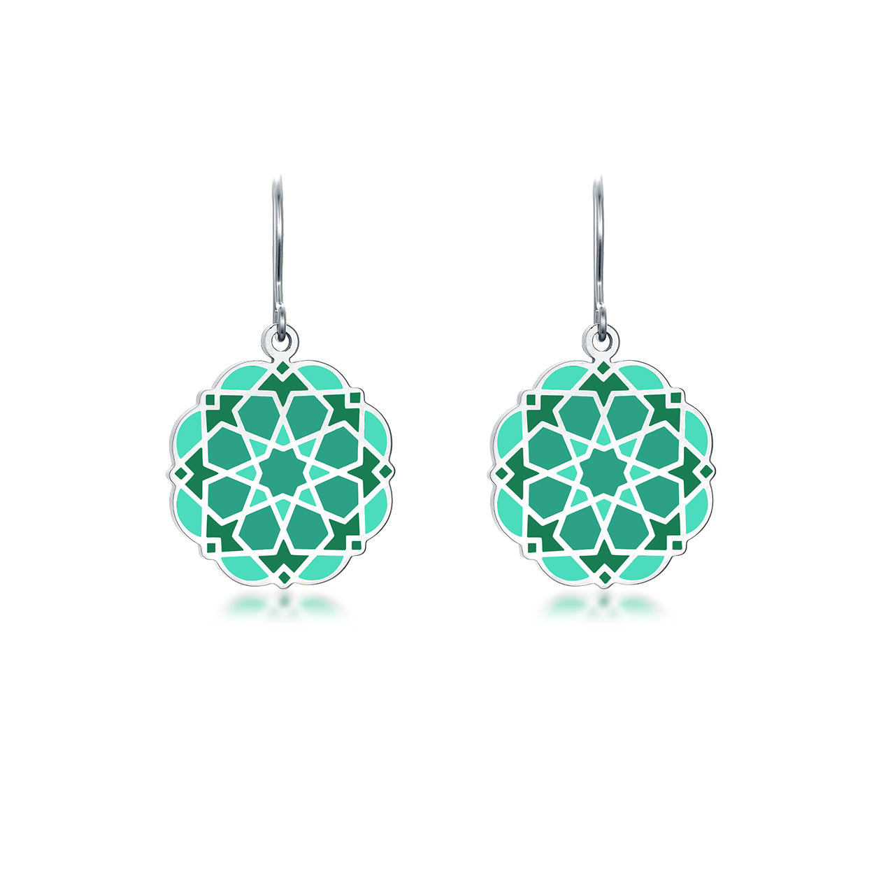 Alhambra tiles inspired green earrings