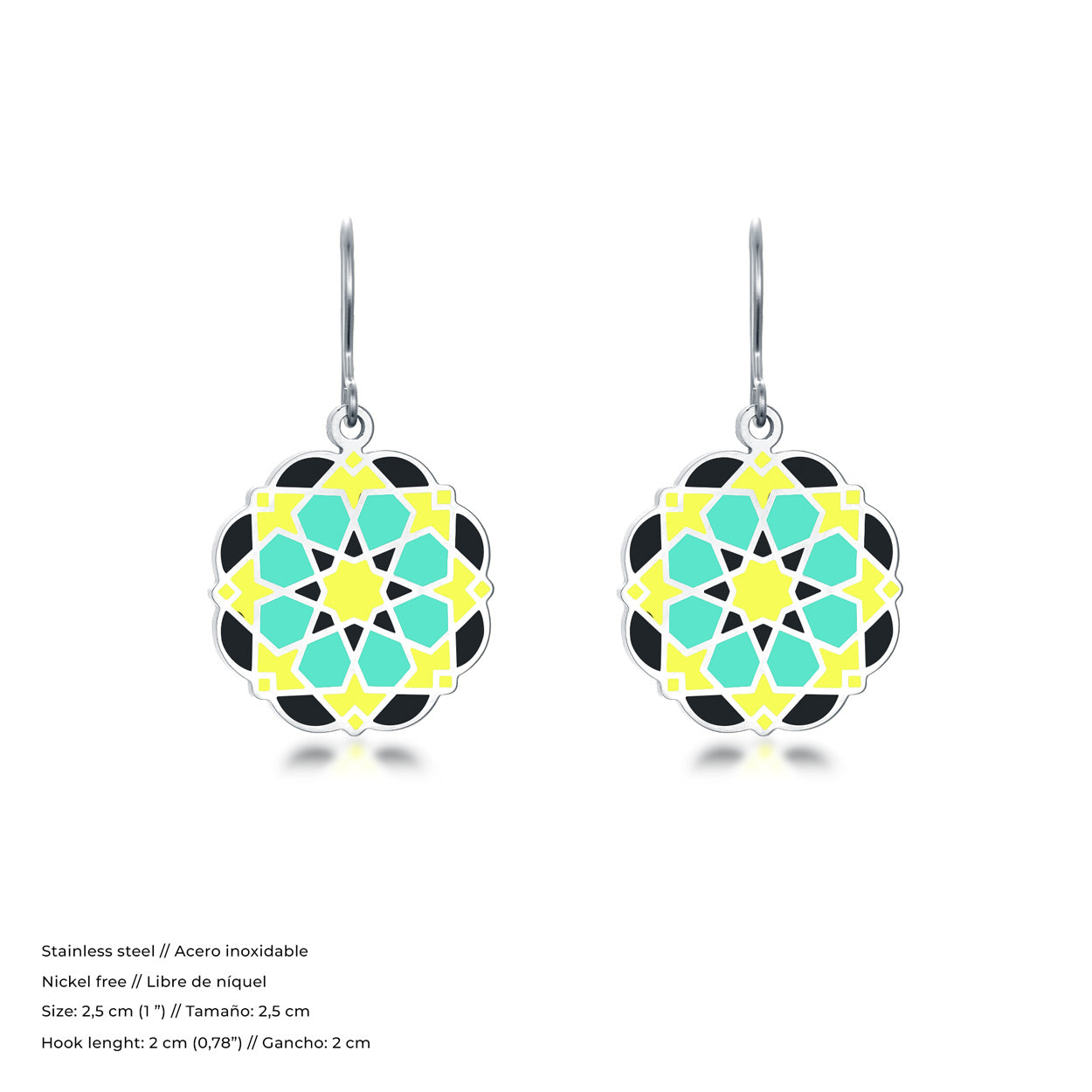 Artistic enamel earrings inspired by Islamic art