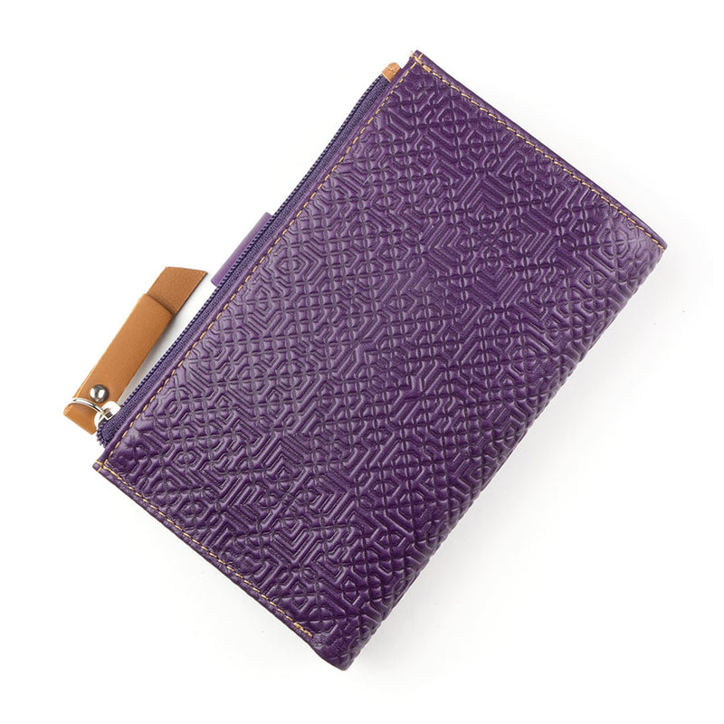 Islamic art inspired purple leather wallet