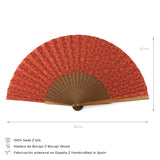 Islamic art inspired red folding fan with real wood