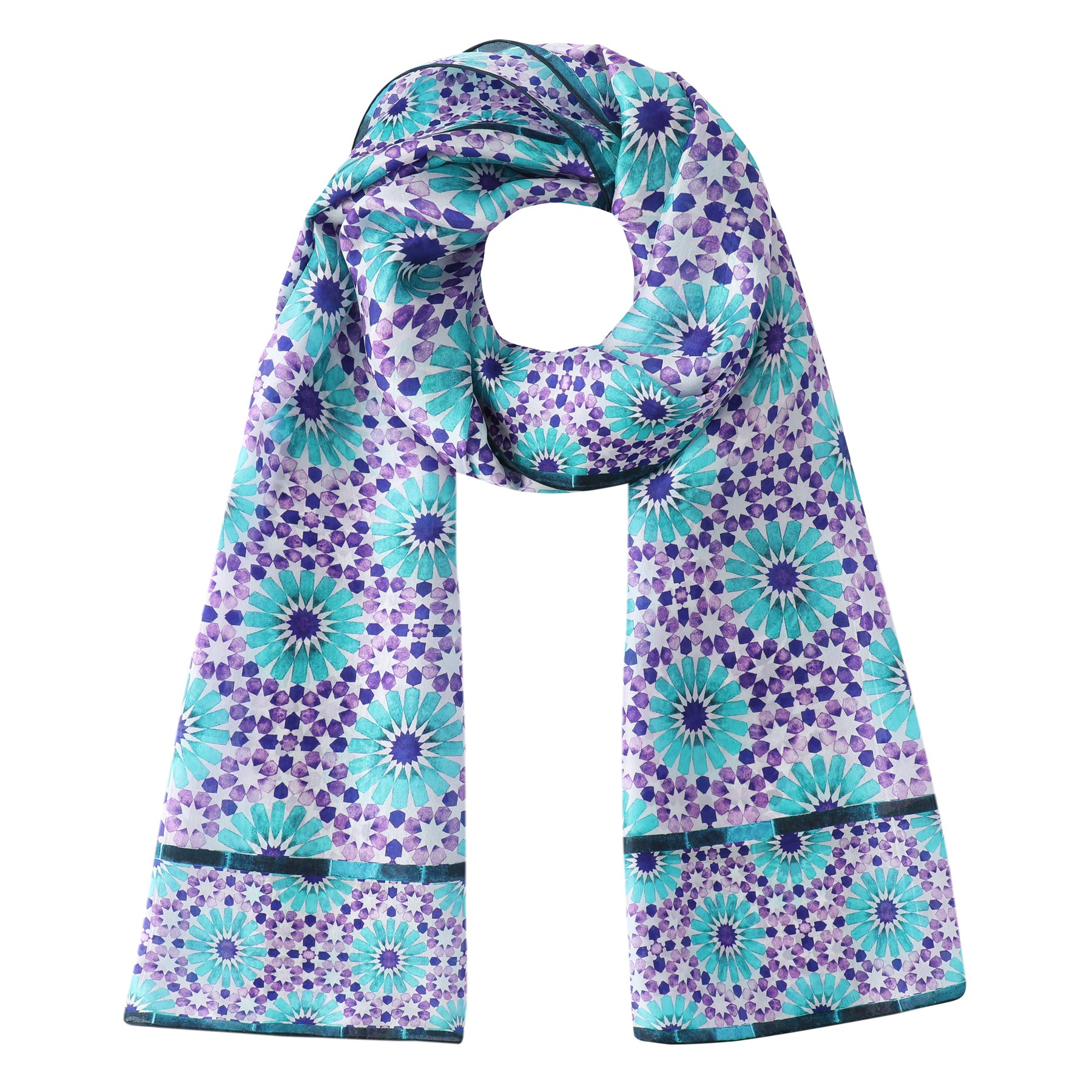 Purple and Turquoise Silk Scarf Layla Islamic Art Print Munira
