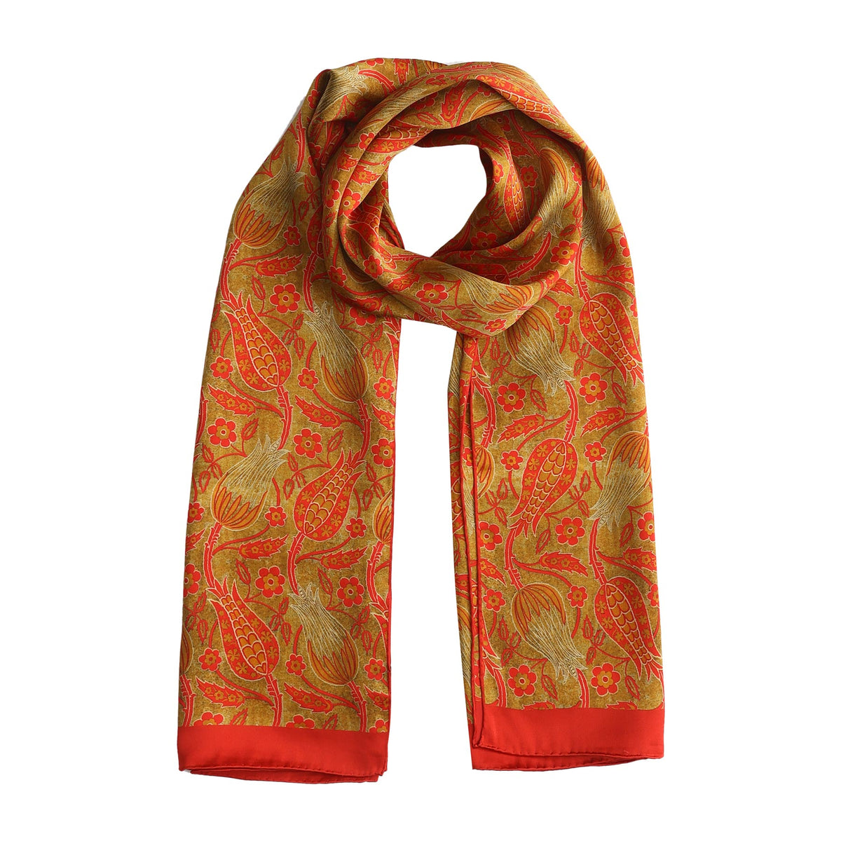 Draped_Floral_Silk_Scarf_Warm_  display picture 1